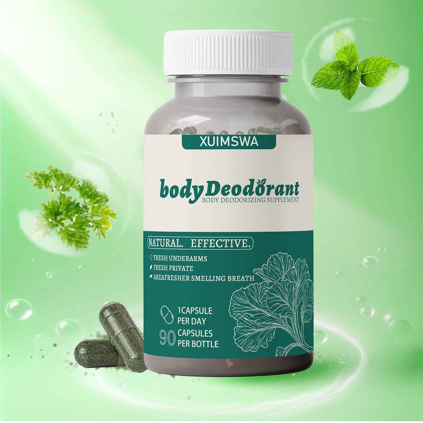 URABOS Chlorophyll Body Deodorant Supplement Capsules, 1 Bottle