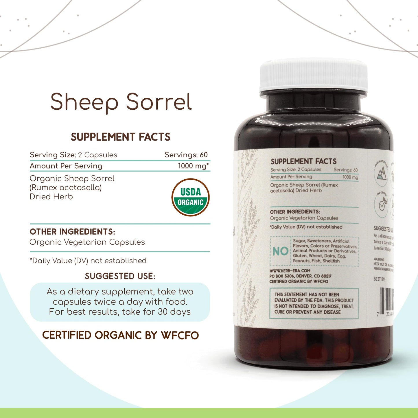 HerbEra Sheep Sorrel Capsules, 500 mg, 120 Count