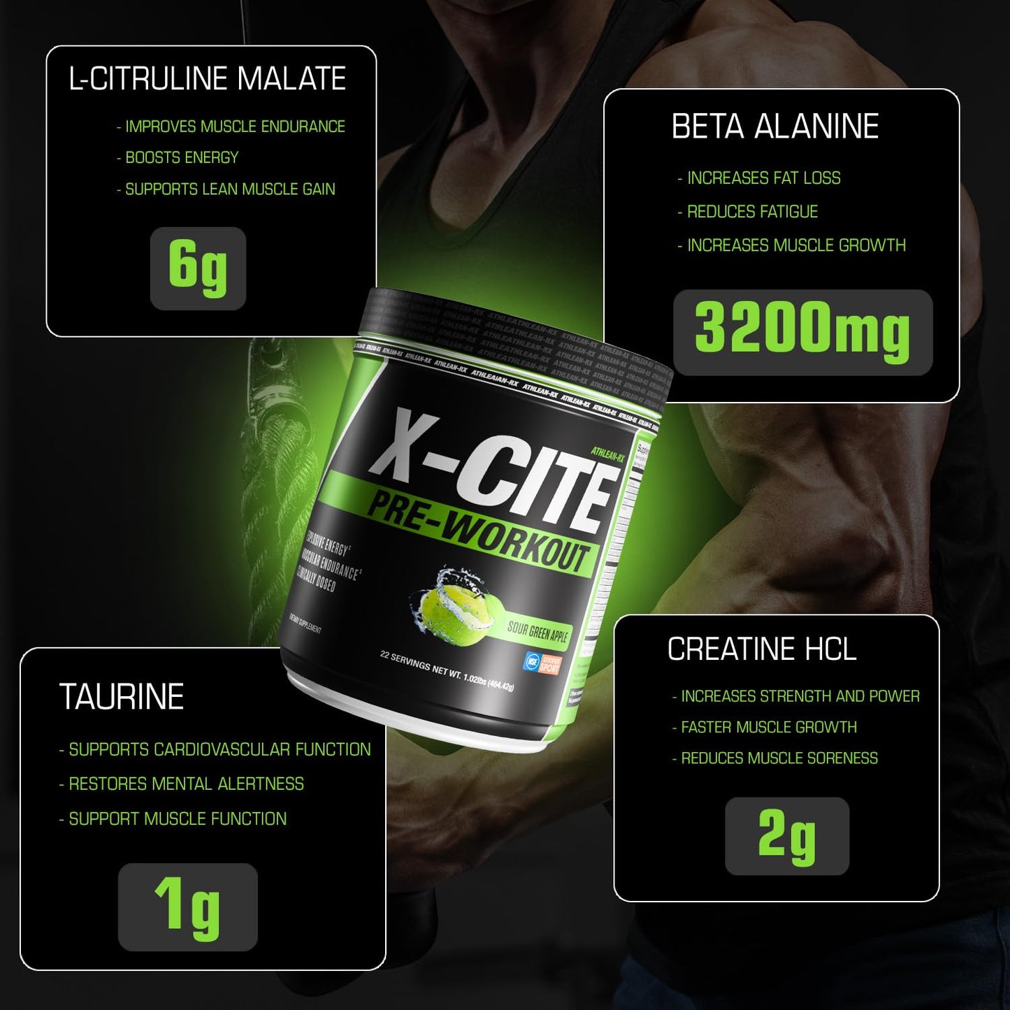 ATHLEAN-RX X-CITE Pre-Workout by ATHLEAN-X Powder 15.61 Ounce
