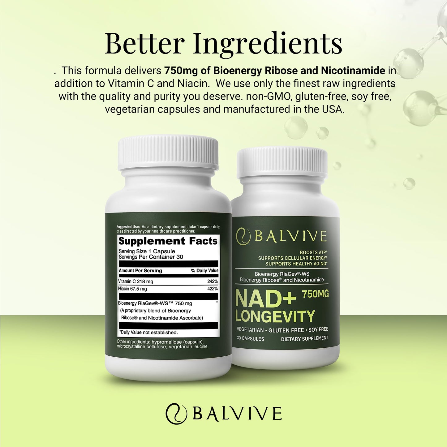 BALVIVE NAD+ Longevity Booster Supplement Capsule, 30 Count
