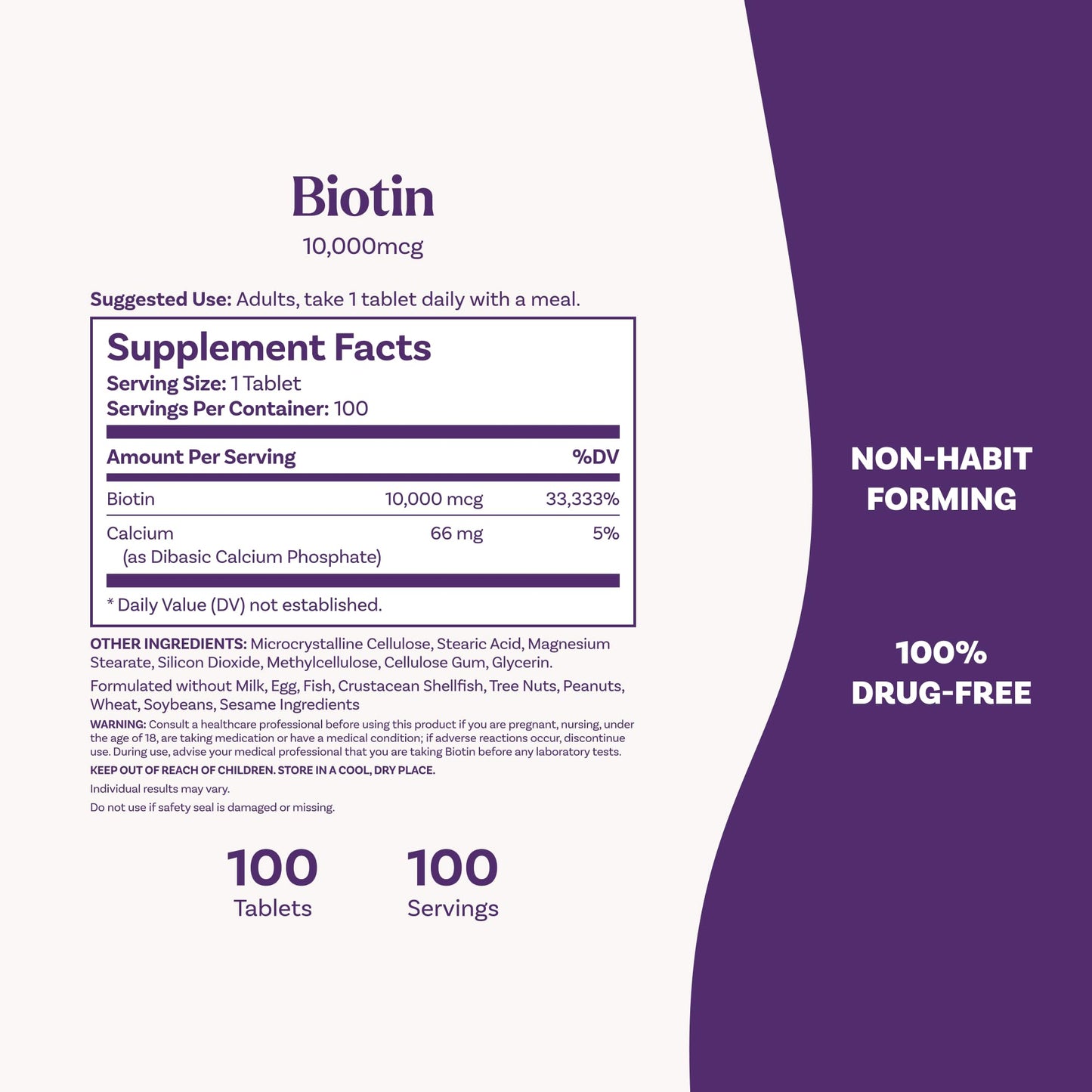 Natrol Beauty Biotin 10,000mcg Tablets, 100 Tablets