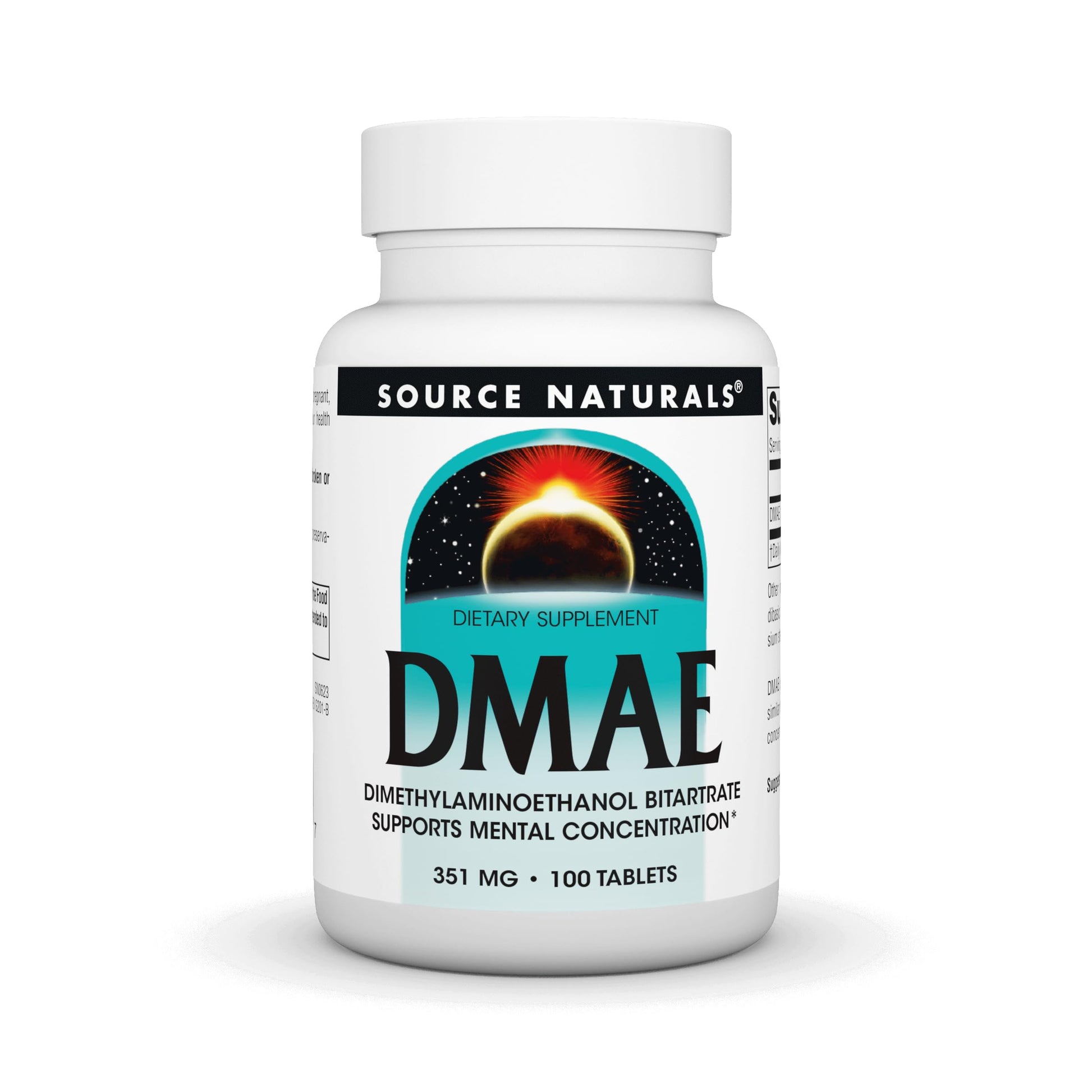 Source Naturals DMAE Dimethylaminoethanol Bitartrate Supports Mental Concentration 100 Tablets