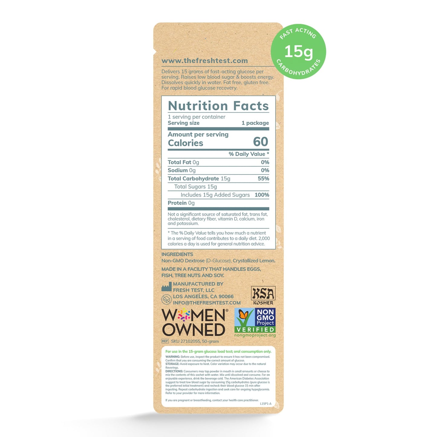The Fresh Test 15g Fast-Acting Glucose Powder, Lemonade, 10 Count