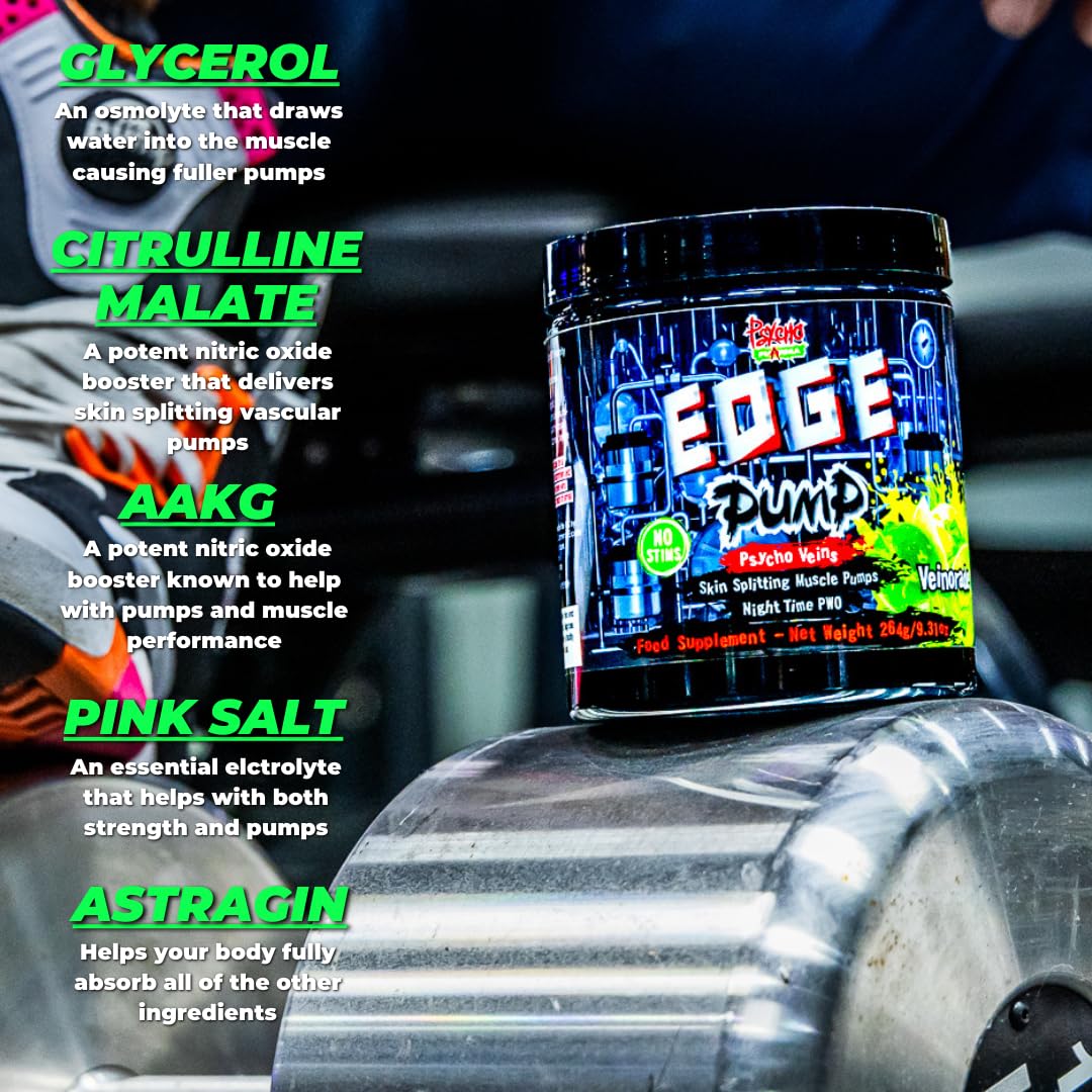 Psycho Pharma Edge Pump All-Star Nitric Oxide Pump Formula Powder 9.38 oz