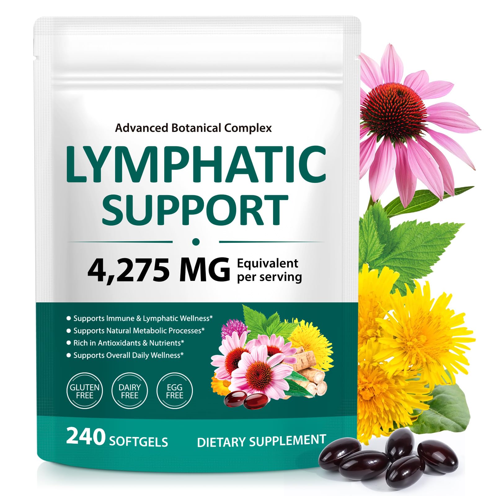 MAYPJHEH Herbal Lymphatic Drainage Supplement Capsule 240 Count