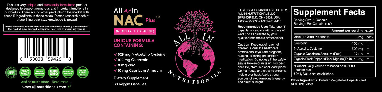 All In Nutritionals NAC Capsule 60 Count