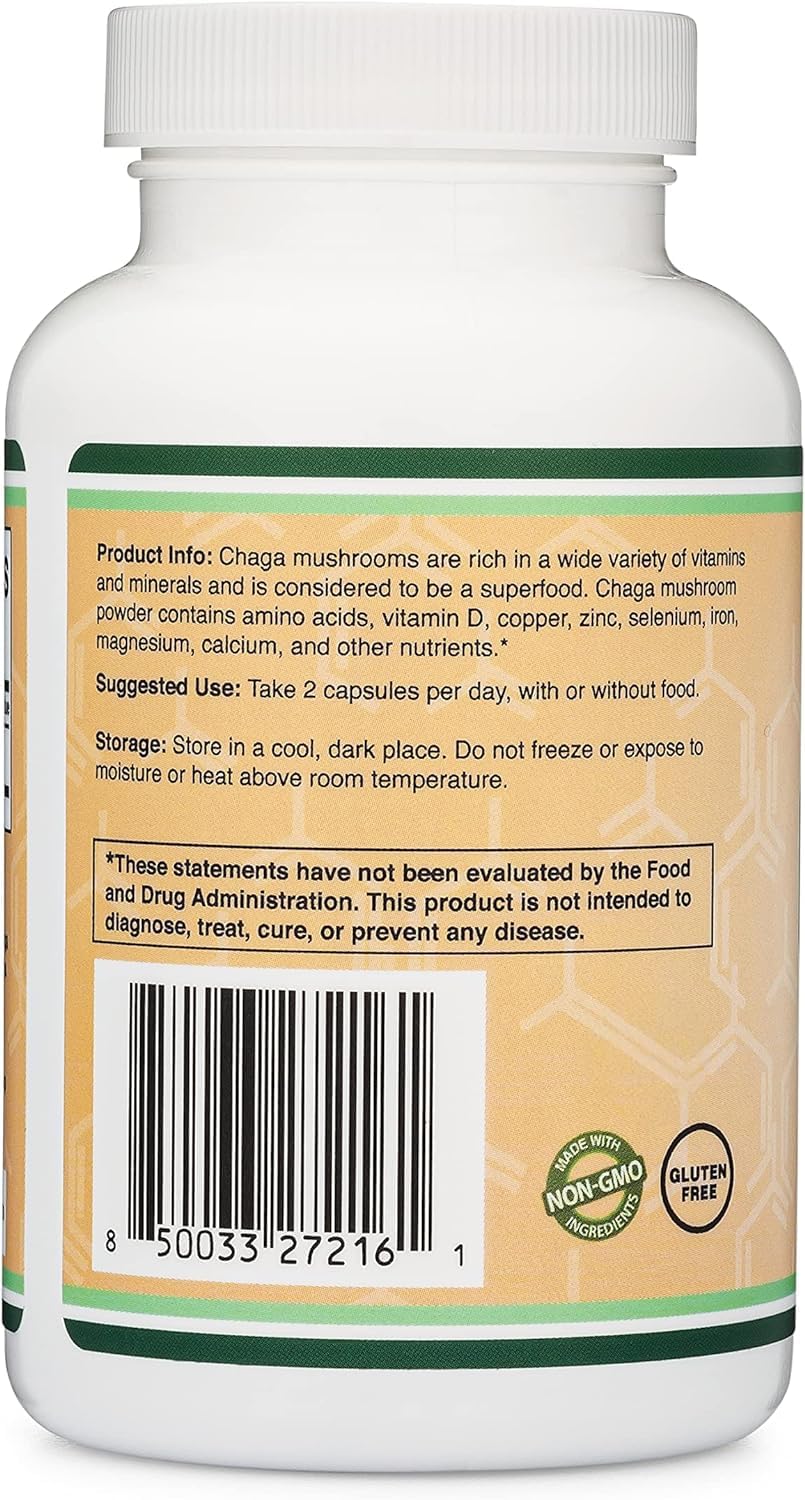 Double Wood Supplements Chaga Mushroom 1,000mg 120 Capsules