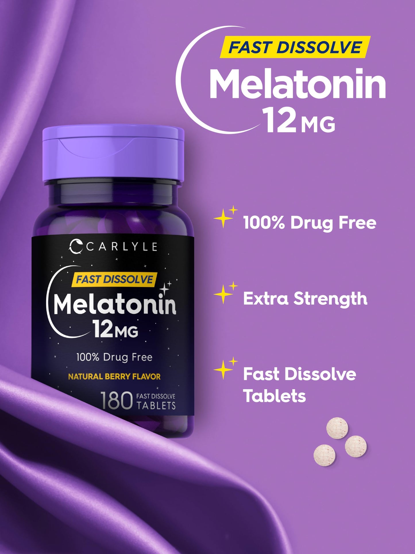 Carlyle Melatonin 12 mg Fast Dissolve Tablets, 180 Count