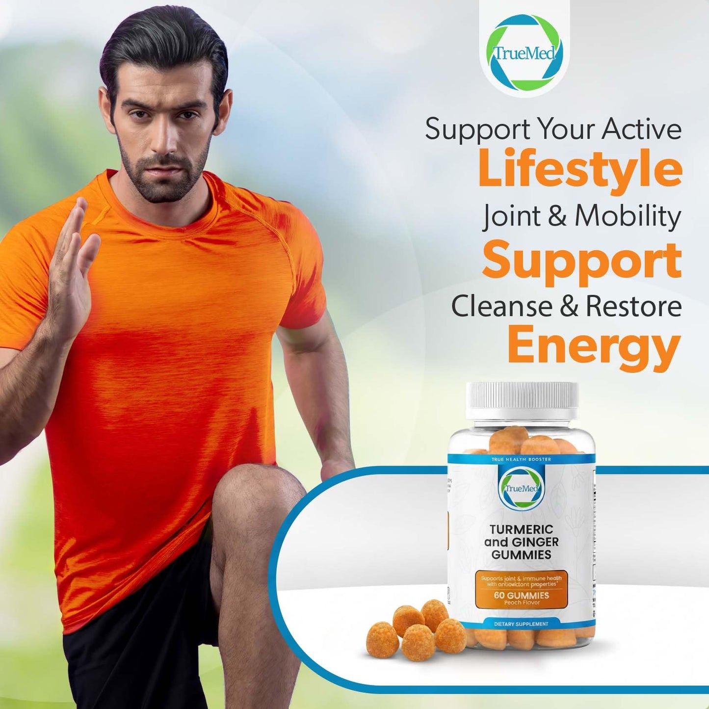 TRUEMED Turmeric and Ginger Supplement Gummy, 60 Gummies