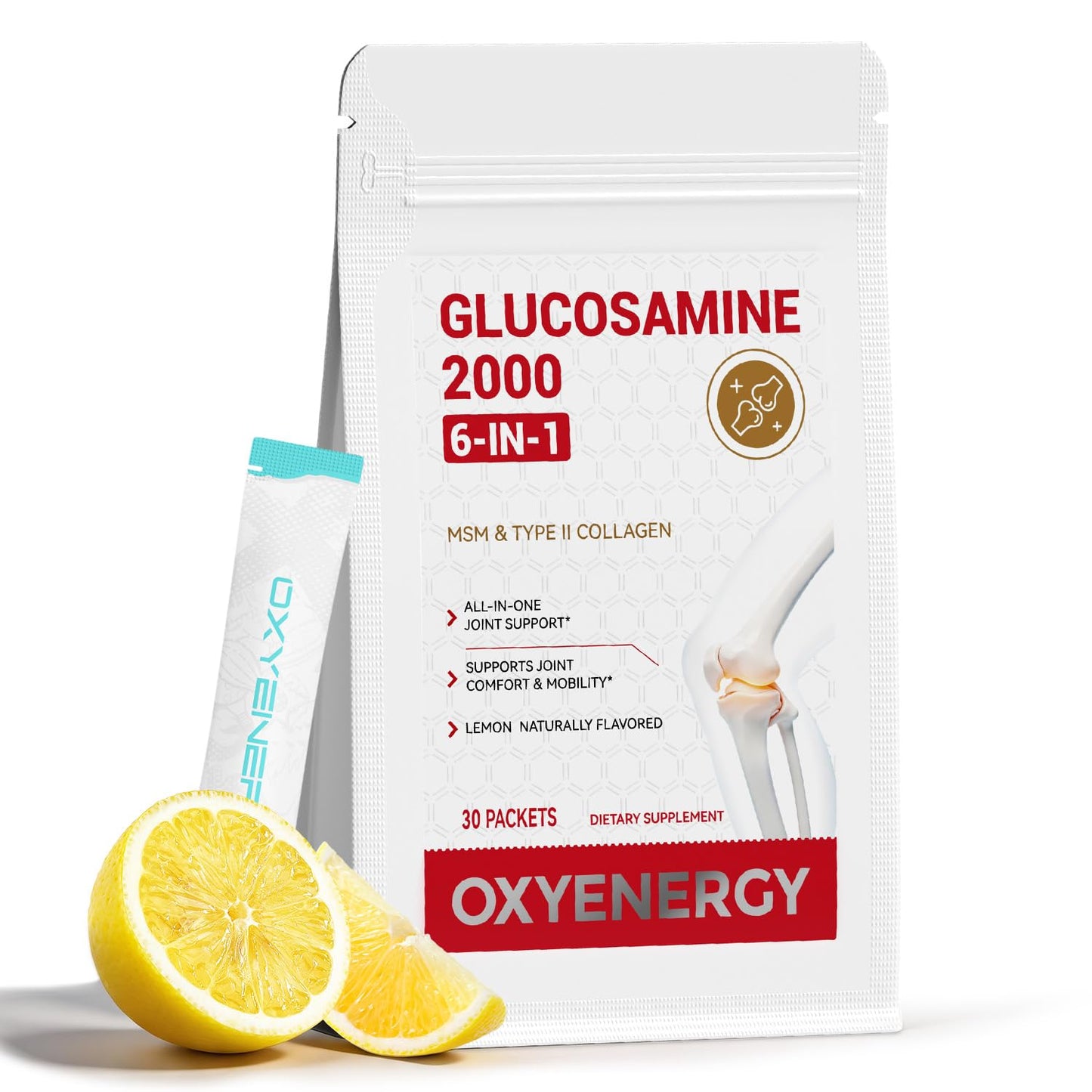 OxyEnergy Glucosamine Chondroitin MSM 2000 mg Joint Support Supplement Tablet, 30 Count