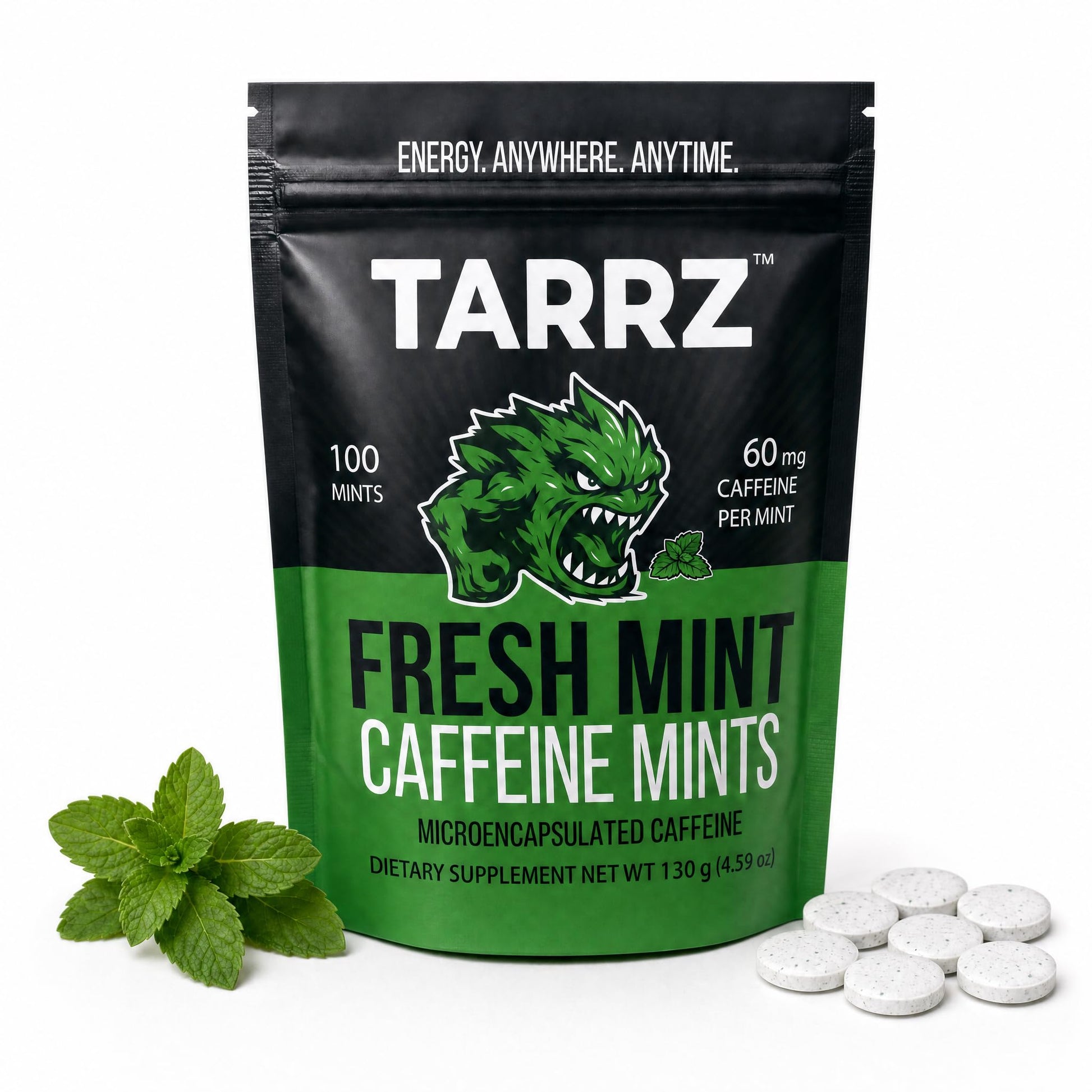 TARRZ Caffeine Mints Chewable, 100 Count