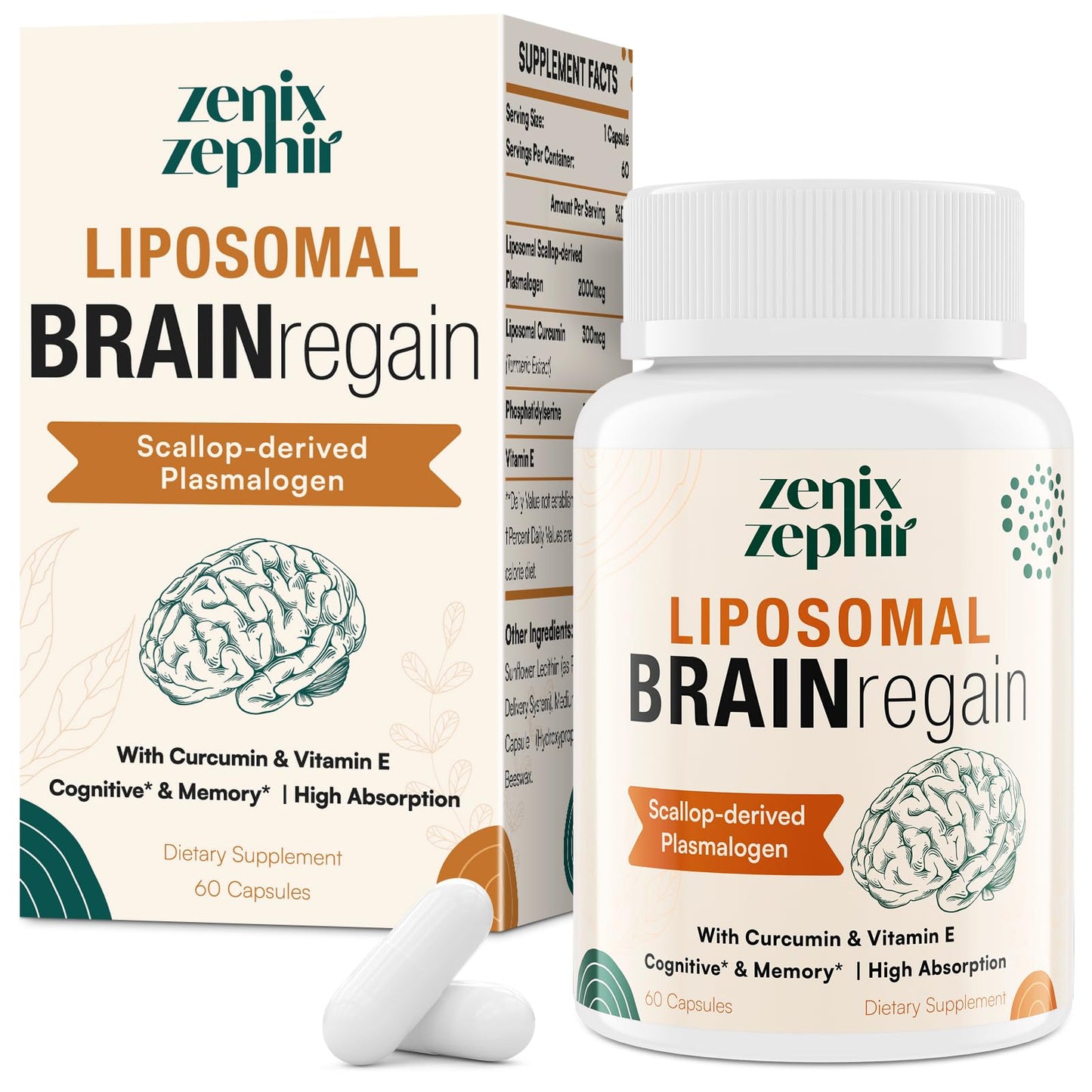 ZenixZephir Liposomal Brain Supplements for Memory and Focus Softgels 60