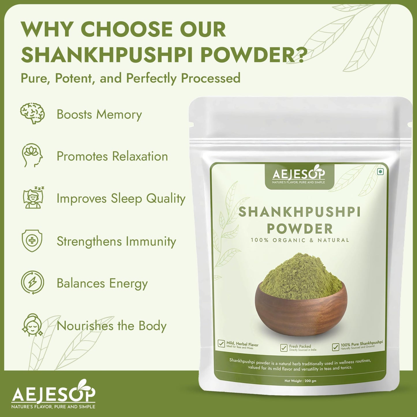 AEJESOP Shankhpushpi Powder, 7 Ounce