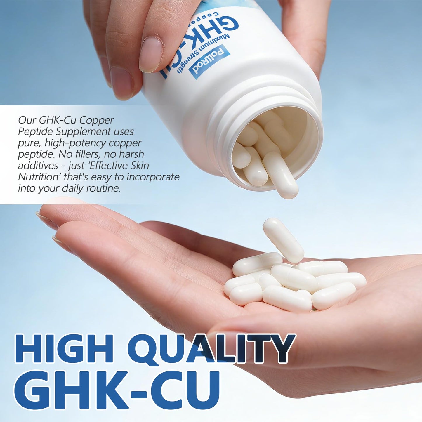 PollRod GHK-Cu Copper Peptide Supplement Capsules, 120 Count