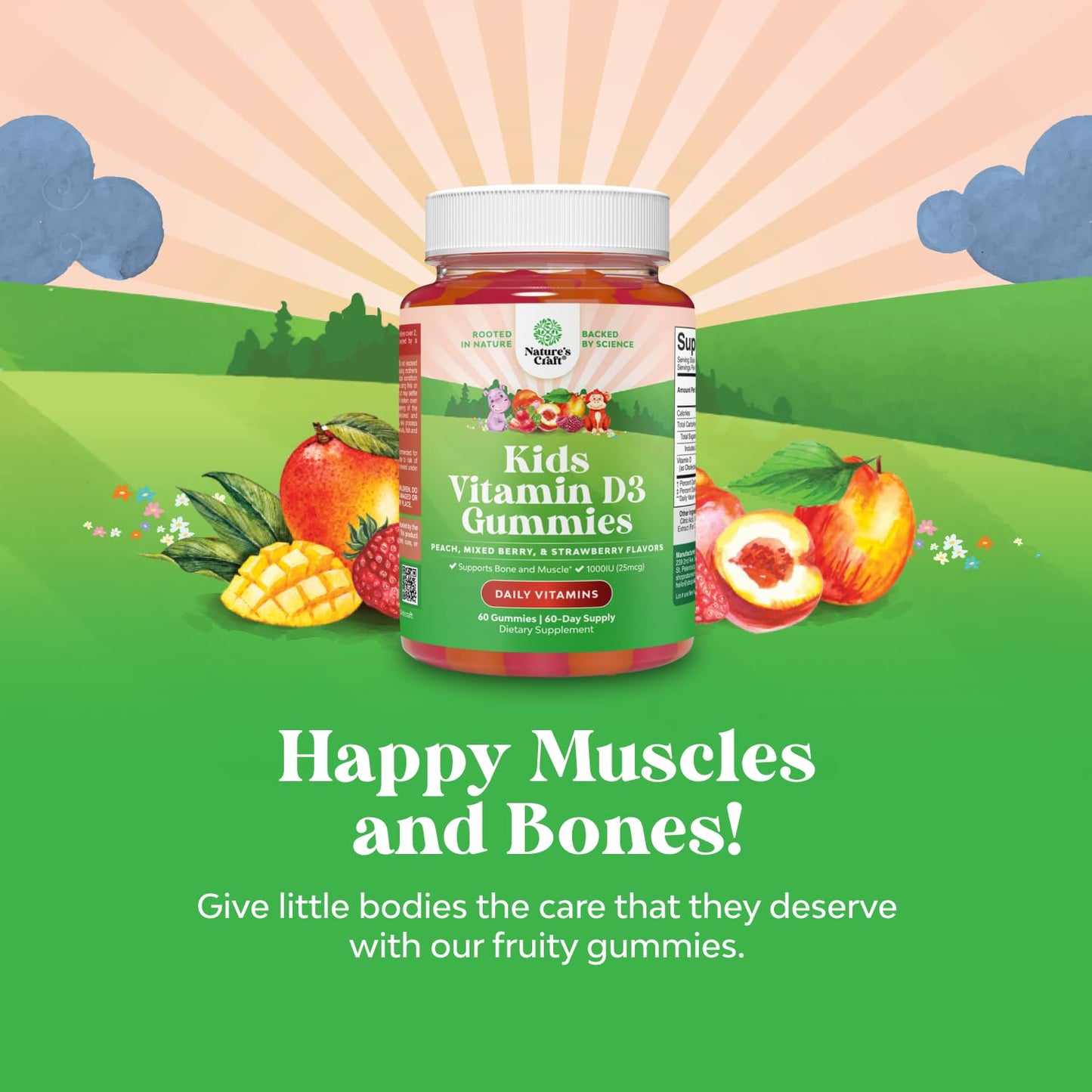 Natures Craft Chewable Vitamin D Gummies for Kids and Toddlers 60 Count