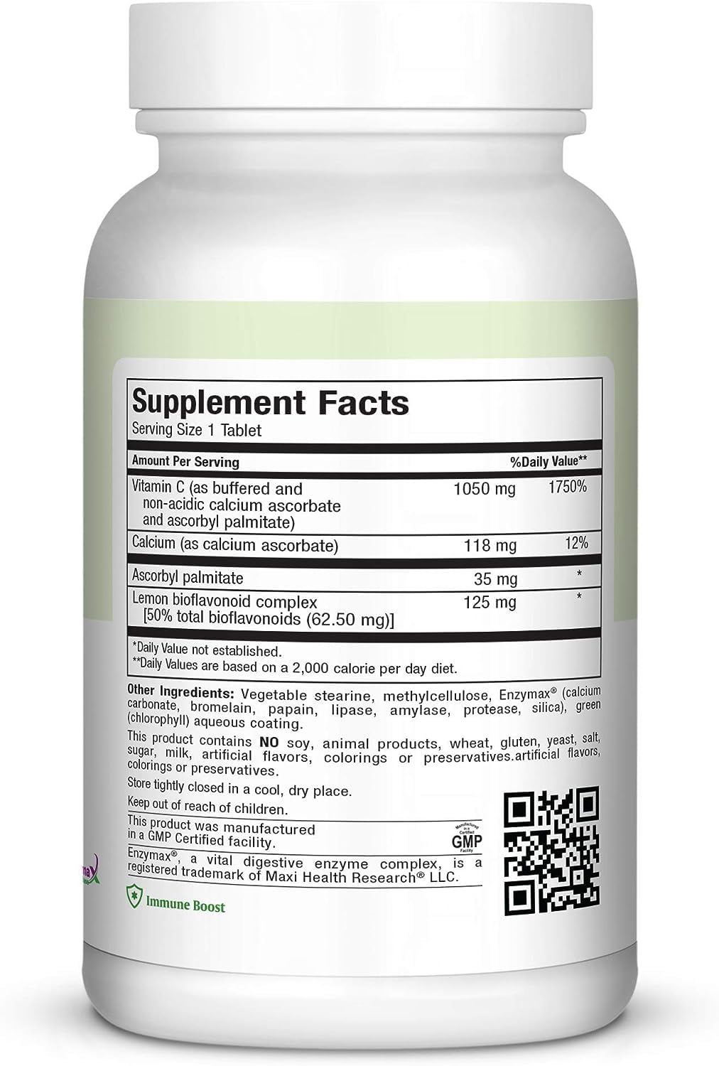 Maxi Health Vitamin C 1050mg Buffered C Complex with Calcium Ascorbate & Bioflavonoids, 90 Tablets