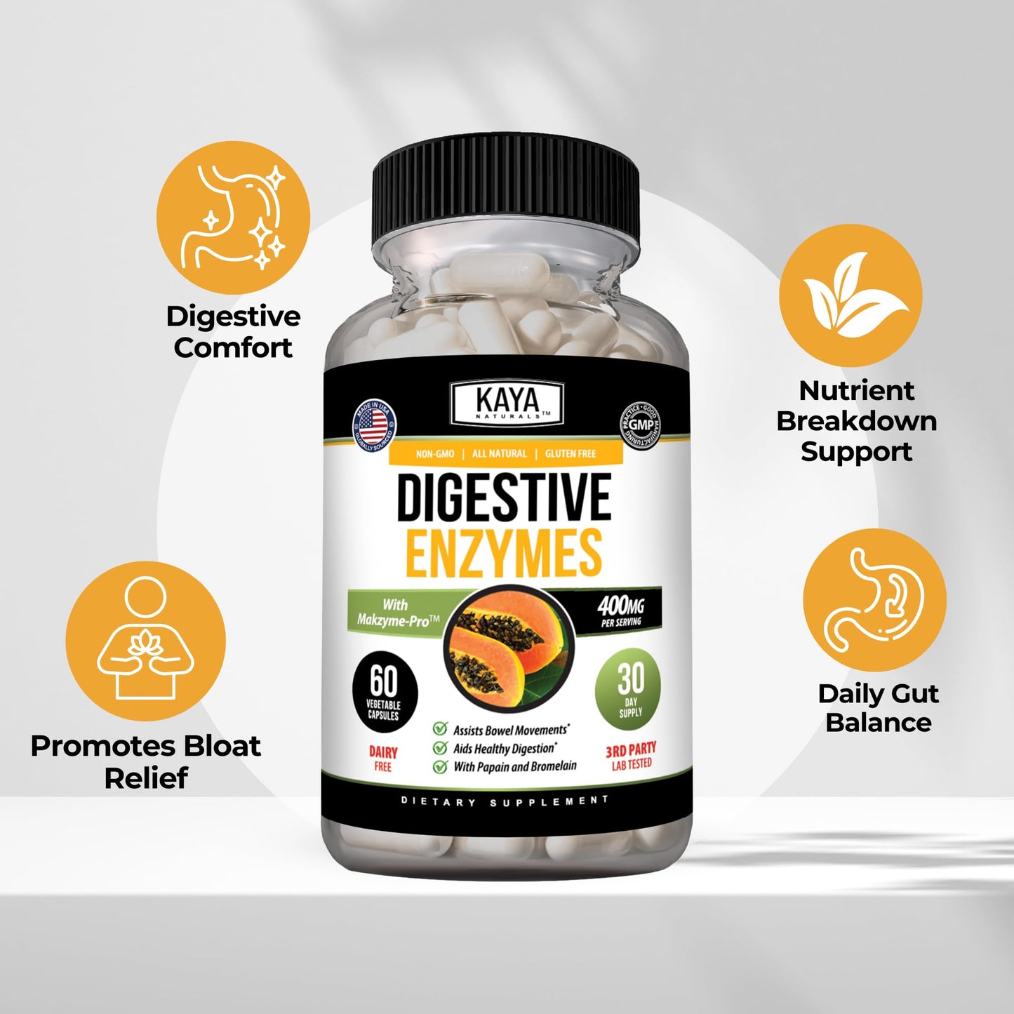Kaya Naturals Digestive Enzymes Capsules 60