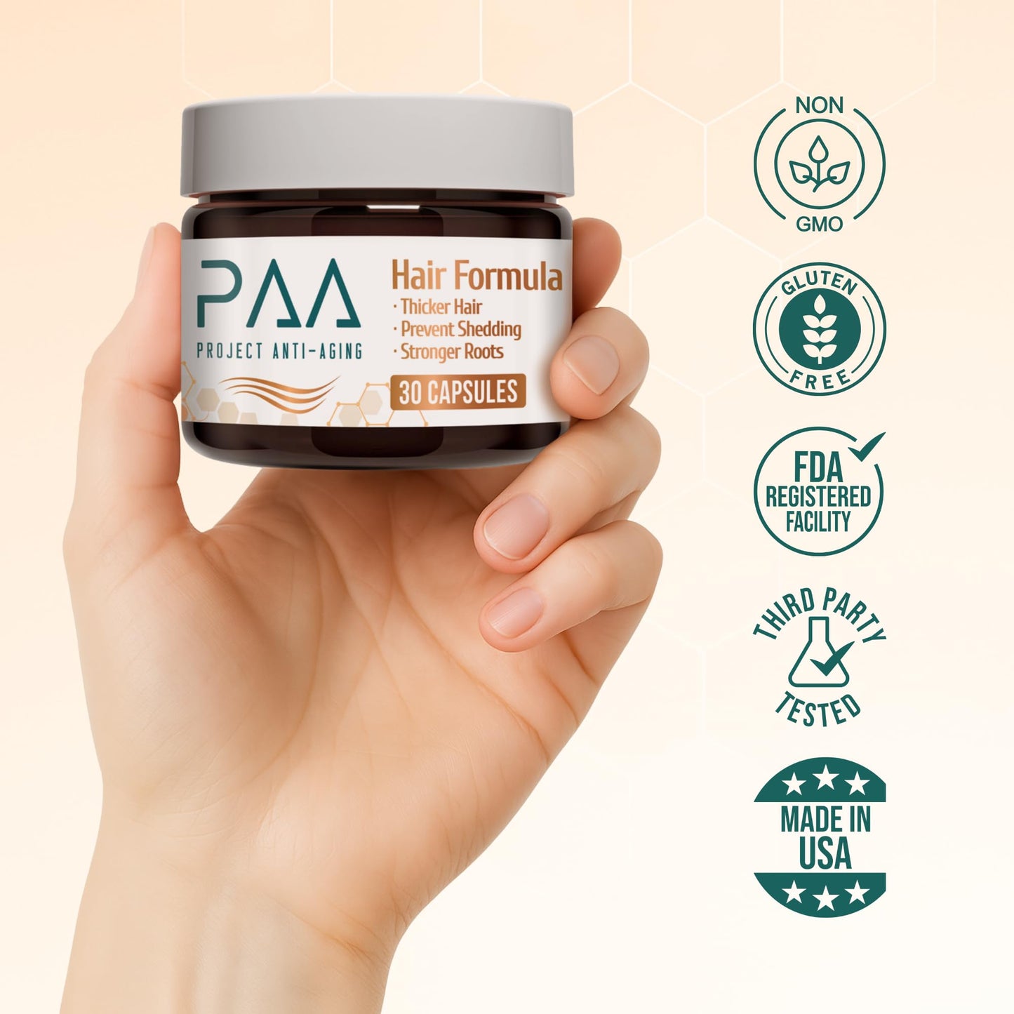 Project Anti-Aging Menopause Hair Don’t Care – Hair Growth Vitamins for Women 40+ to Support Thinning, Volume, Skin & Nails – 30 Capsules