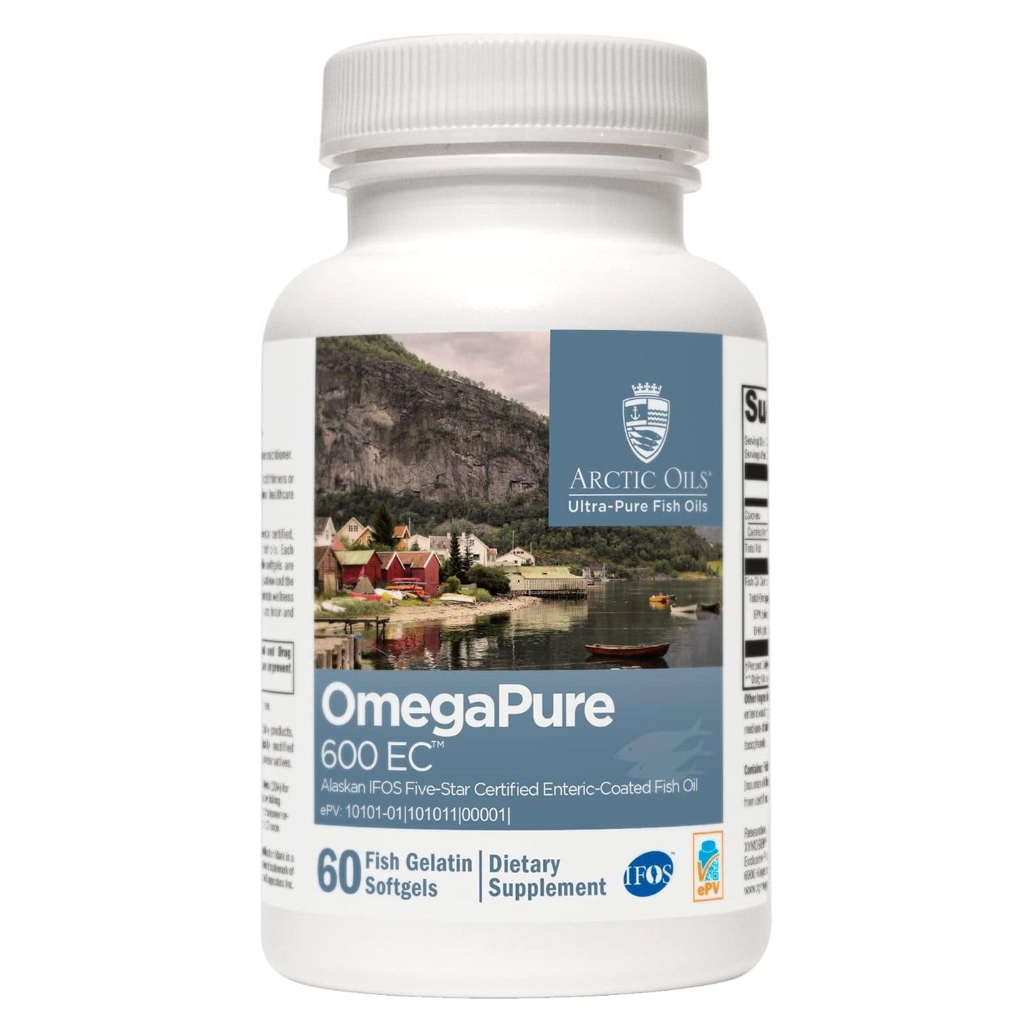 XYMOGEN OmegaPure 600 EC - Cardiovascular & Brain Support - IFOS Five-Star Certified Fish Oil - DHA EPA Omega-3 Supplement Softgels 60 Count