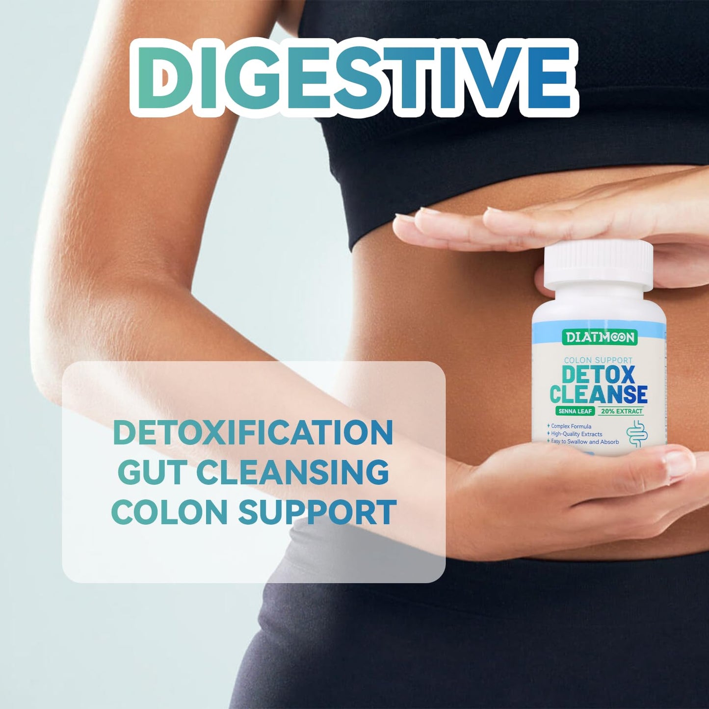 DIATMOON Gut Cleanse Capsule, Gut and Colon Support, Detox & Cleanse, 30 Count