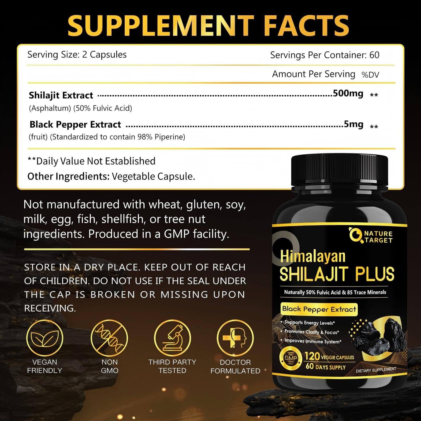 NATURE TARGET Shilajit Capsule 120 Capsules