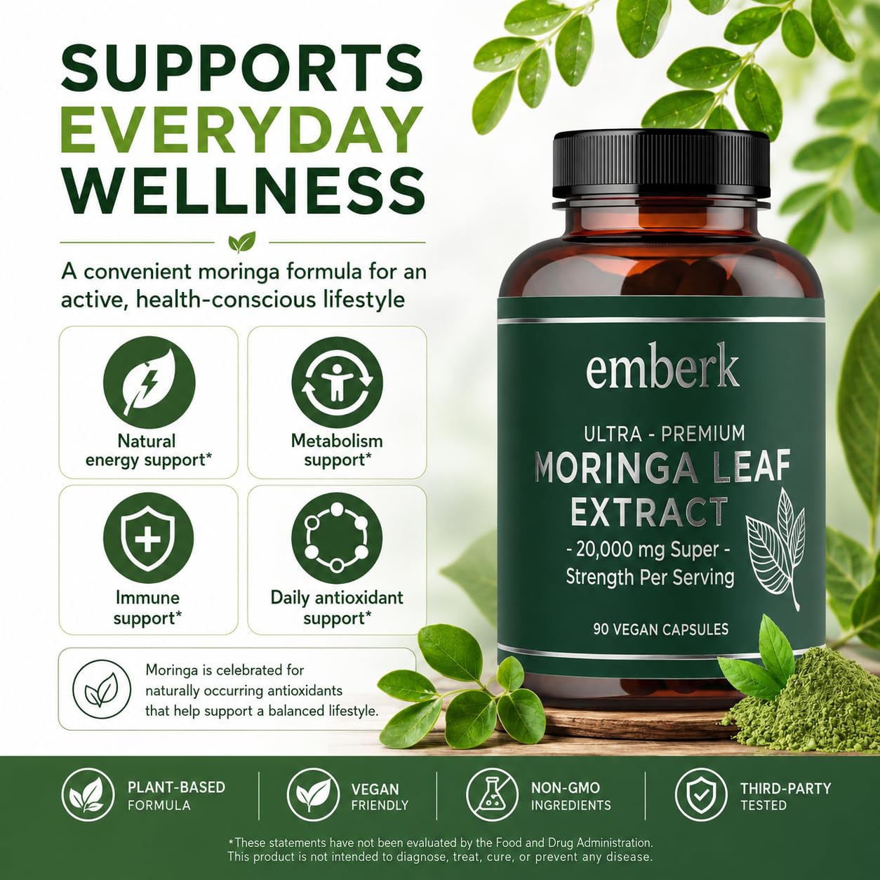 Generic Moringa Capsules -20,000 mg Strength Capsule, 1 Count