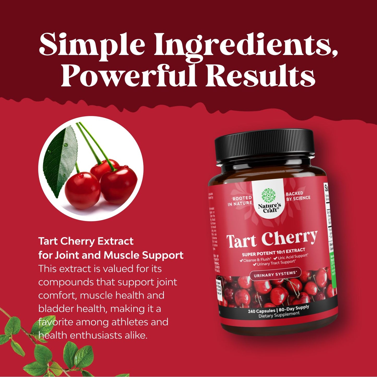 Natures Craft Extra Strength Tart Cherry Extract Capsules, 240 Capsules