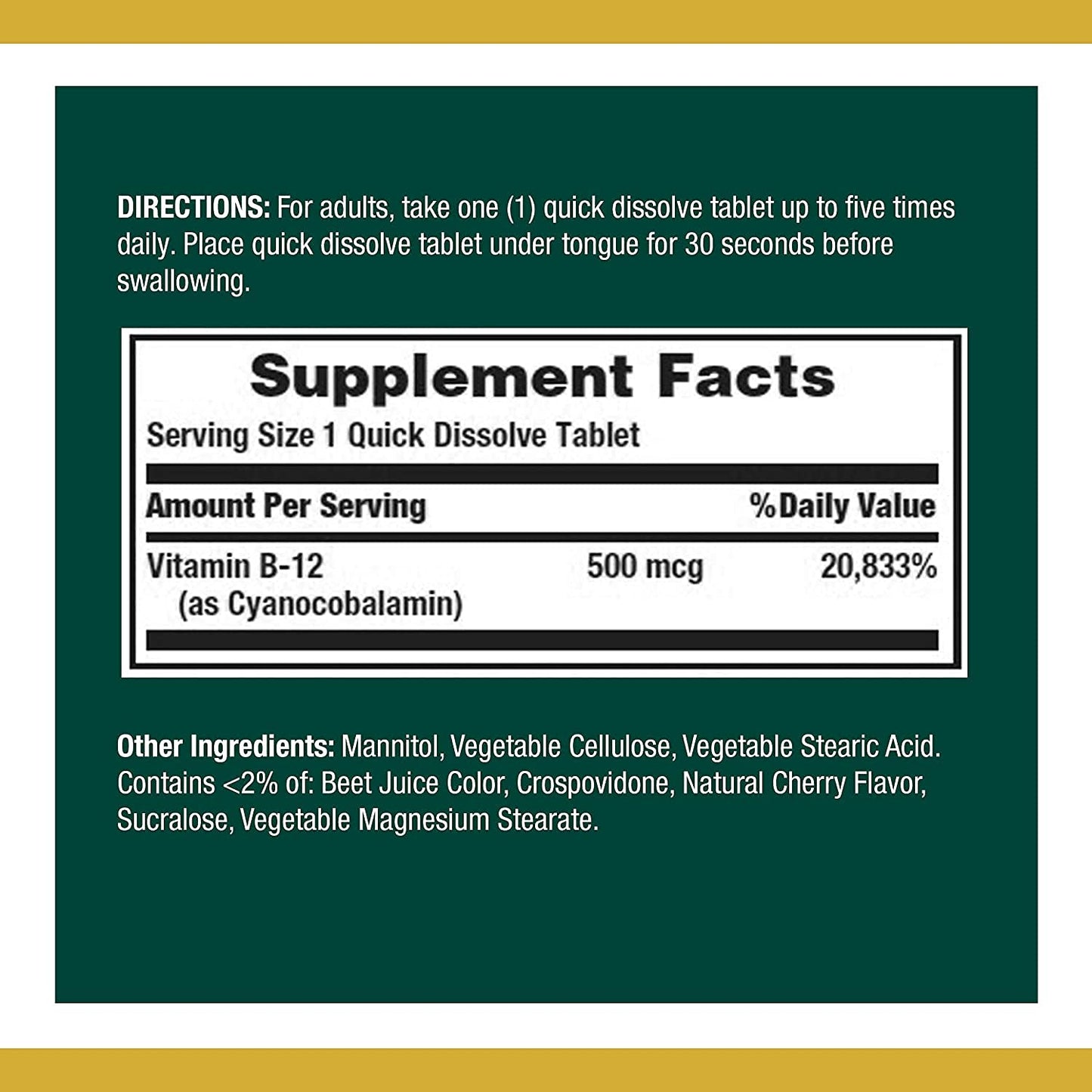 Nature's Bounty Vitamin B12 200 Tablets