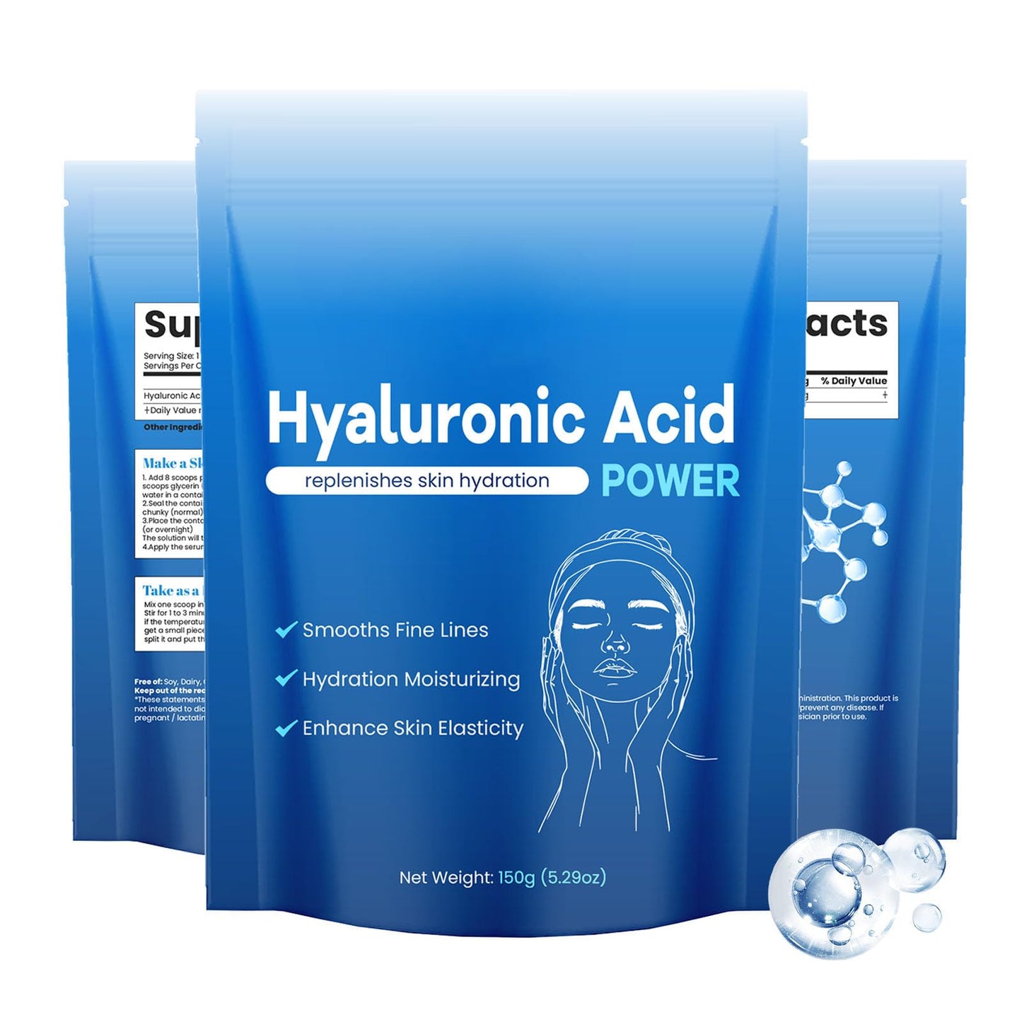 AQILUN Hyaluronic Acid Powder 3.5274 2 Pack