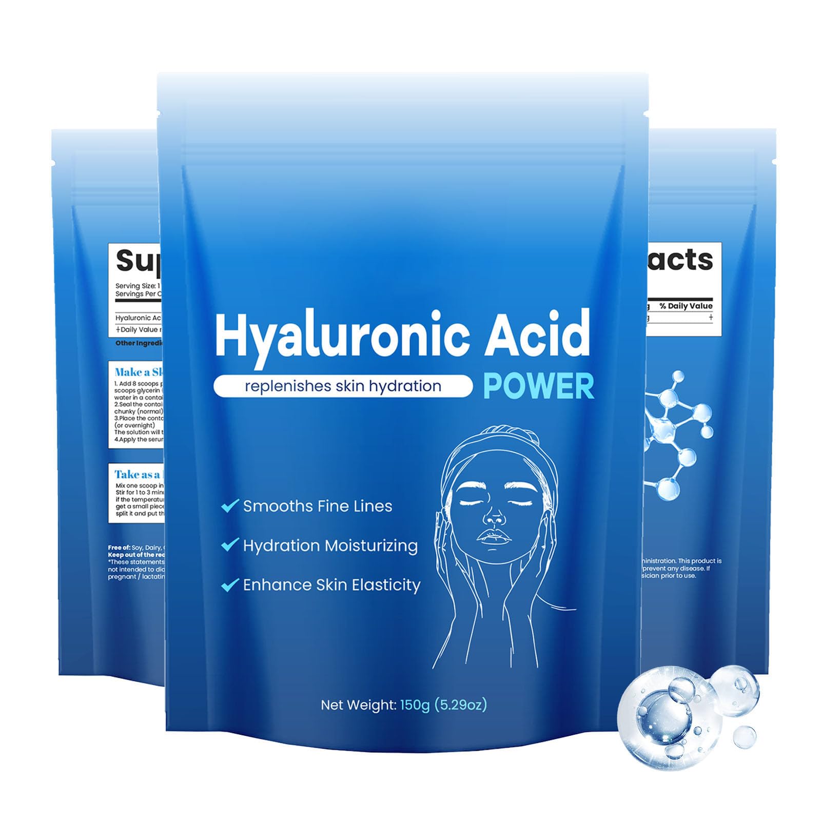 AQILUN Hyaluronic Acid Powder 3.5274 2 Pack