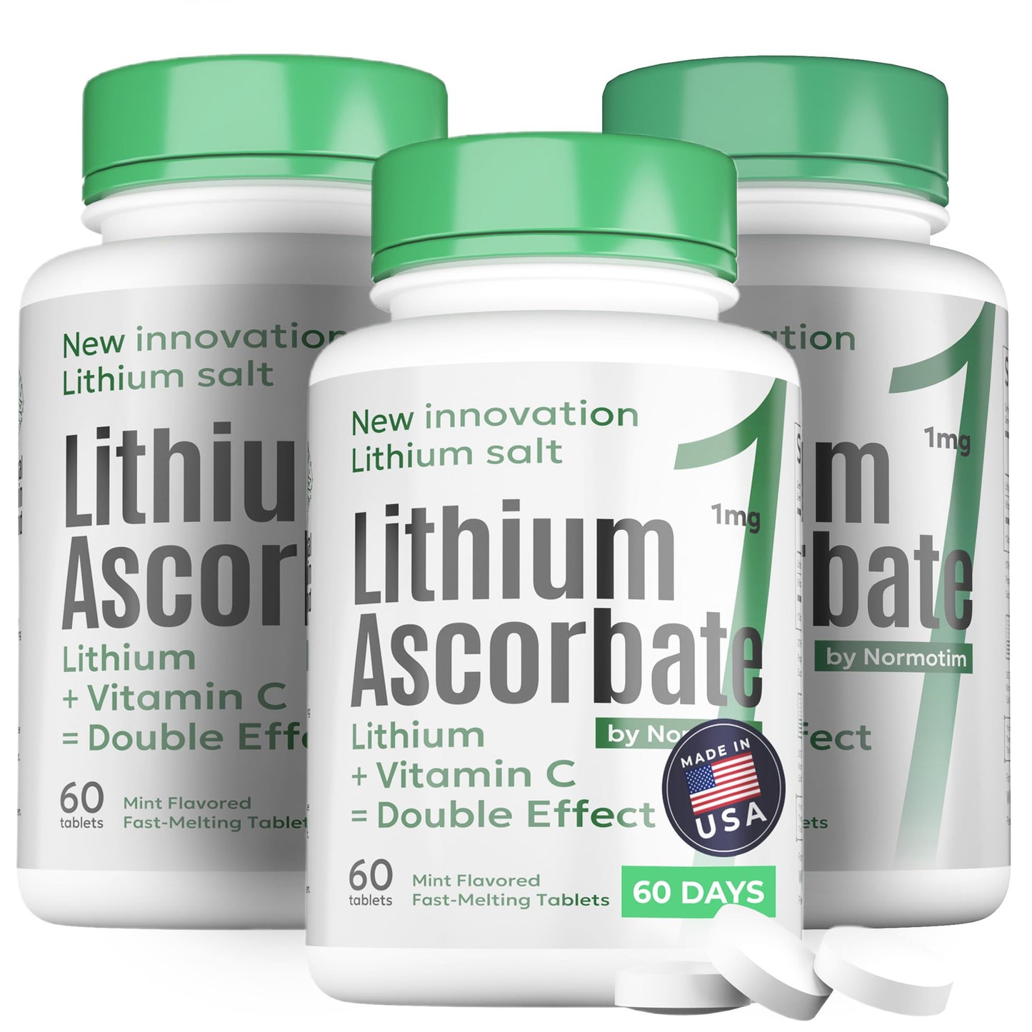 NORMOTIM Lithium Ascorbate 1 mg with Vitamin C Tablet, 180 Tablets