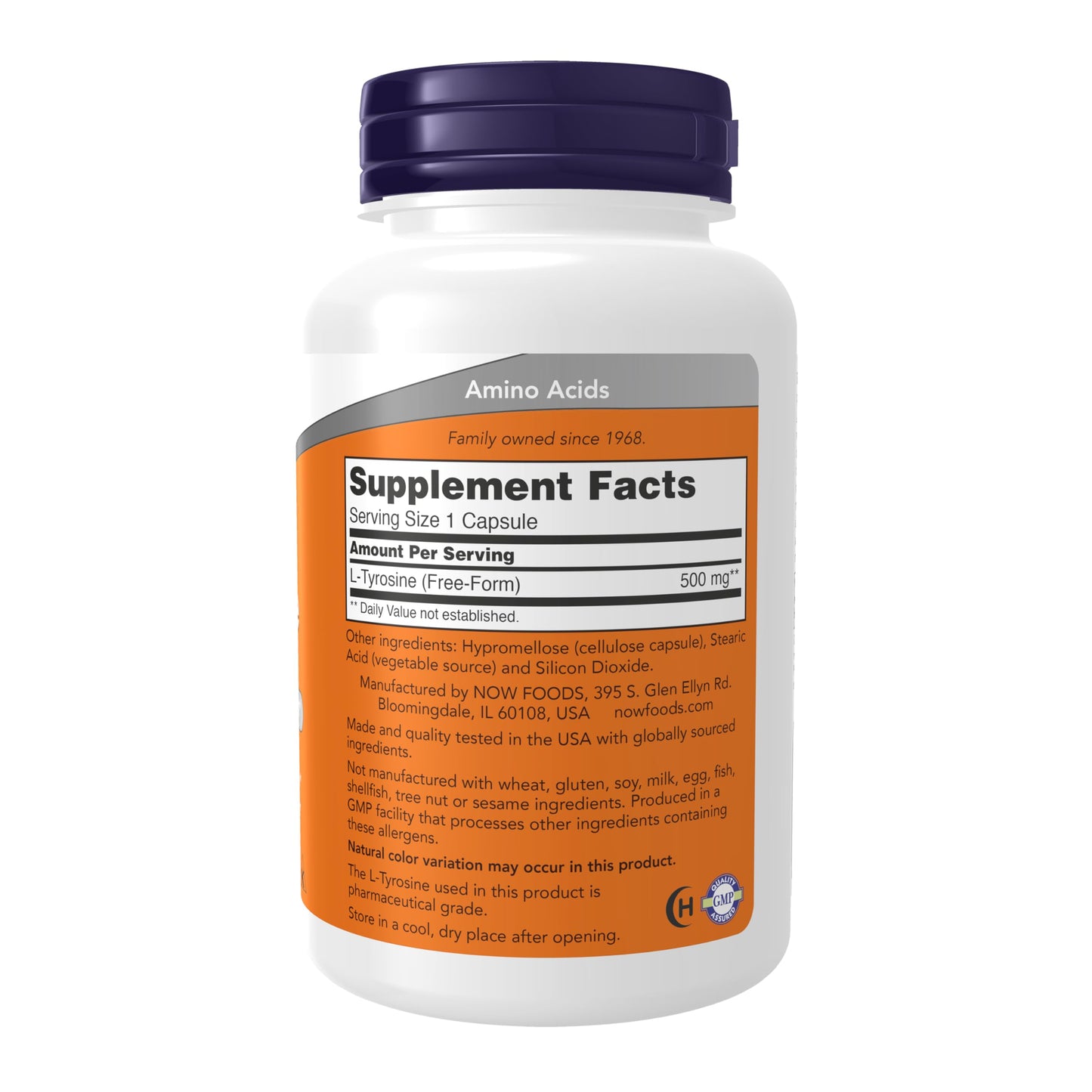 NOW Foods L-Tyrosine 500 mg Capsules, 120 Count