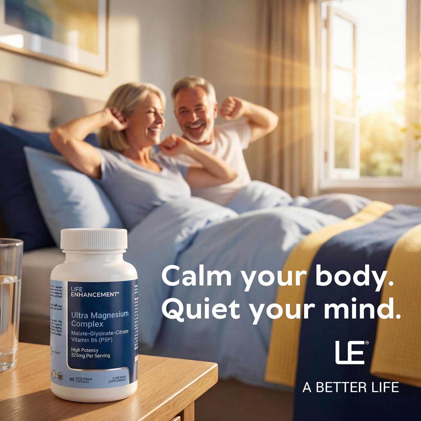 Life Enhancement Ultra Triple Magnesium Complex 325 mg with B6, Glycinate, Malate & Citrate Magnesium Supplement Made in USA, 90 Vegetarian Capsules