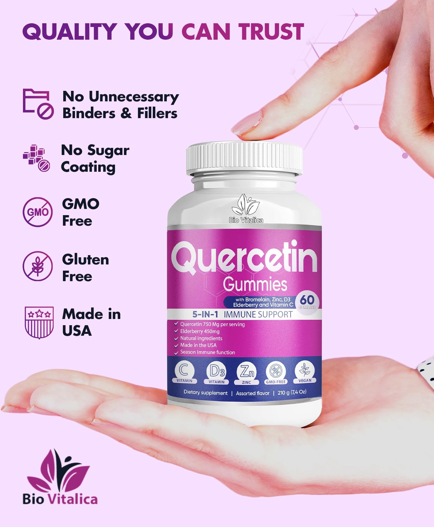 BIO VITALICA Quercetin Gummies 180 Count