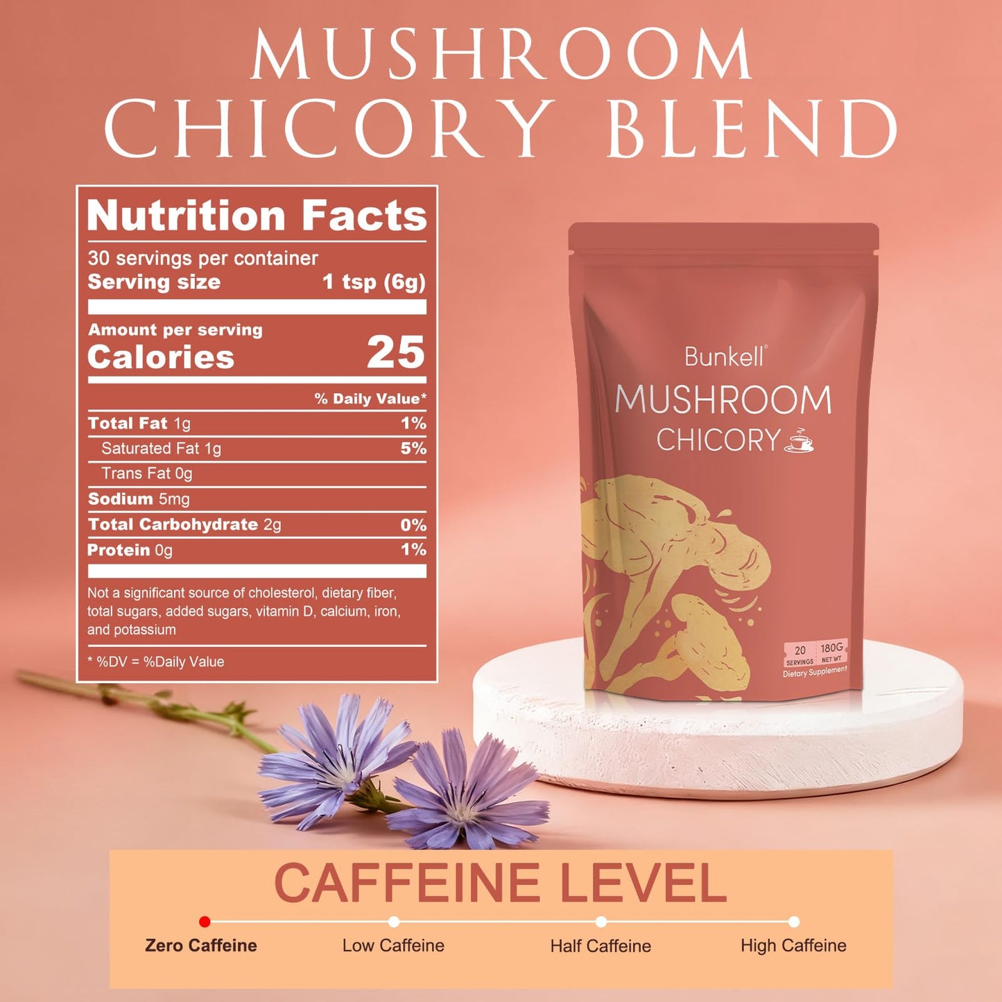 Bunkell Mushroom Chicory Powder, 6.35 Ounces