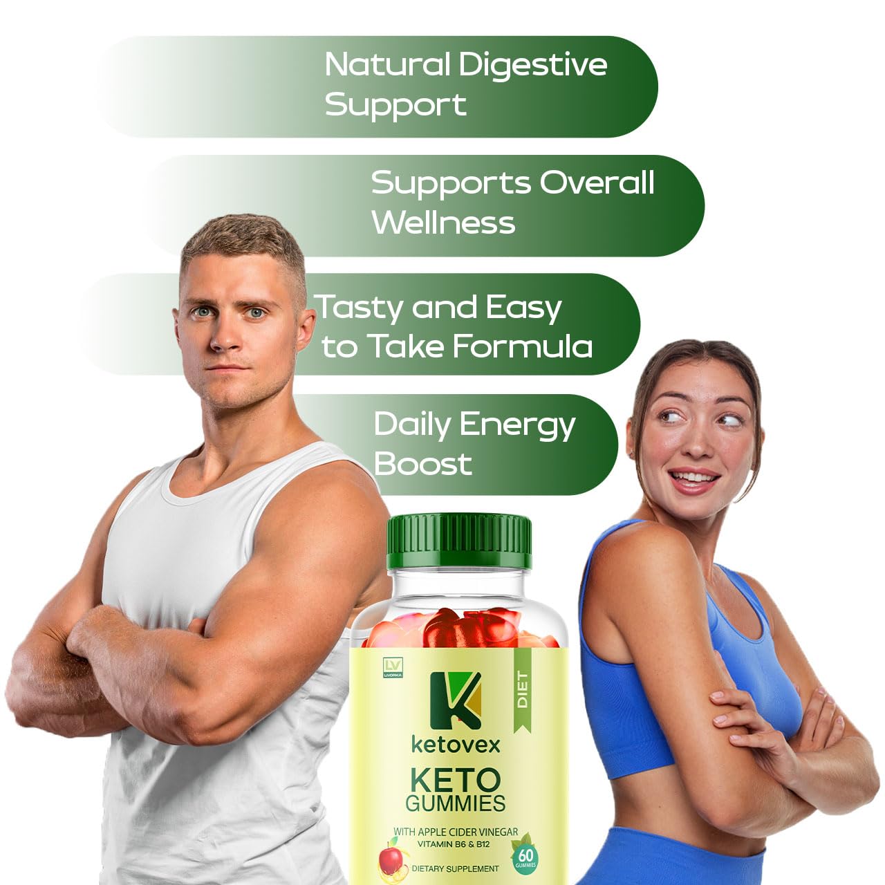LIVORKA Ketovex Keto ACV Gummies Gummy, 60 Count