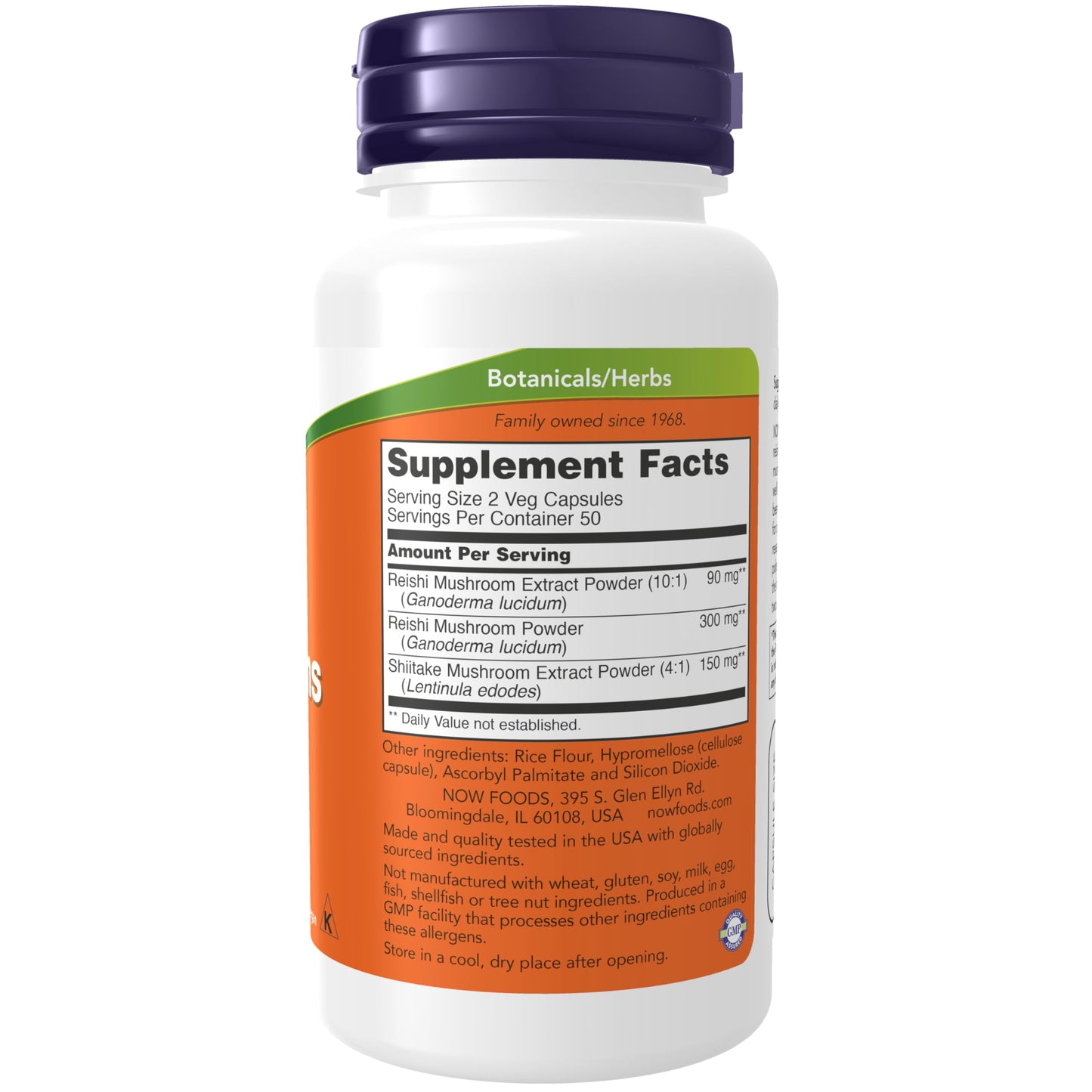NOW Foods Rei-Shi Mushrooms 270 mg Reishi/Shiitake Blend, Super Mushrooms Veg Capsules, 100 Count