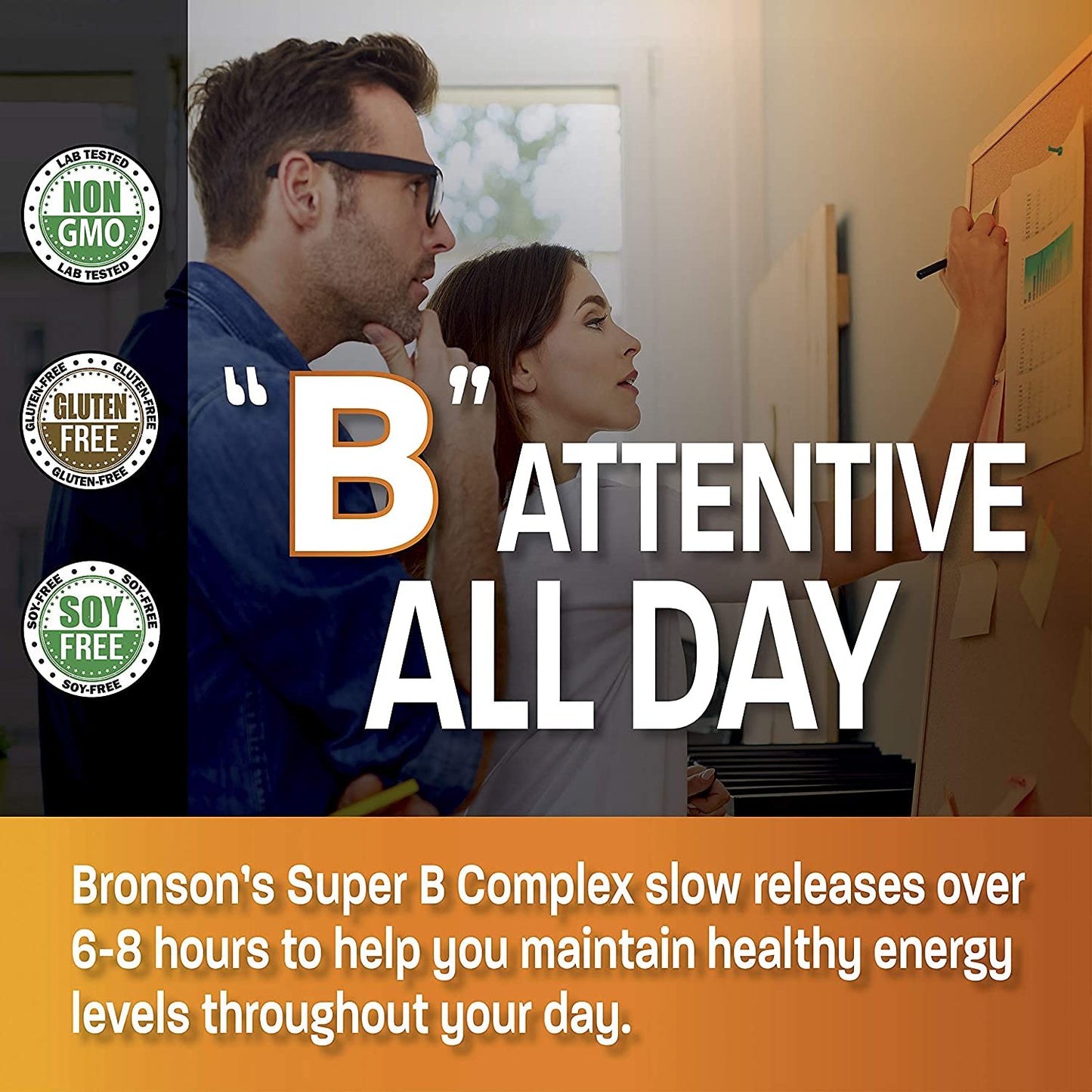 Bronson Super B Vitamin B Complex Sustained Release for Energy Tablets, 250 Tablets