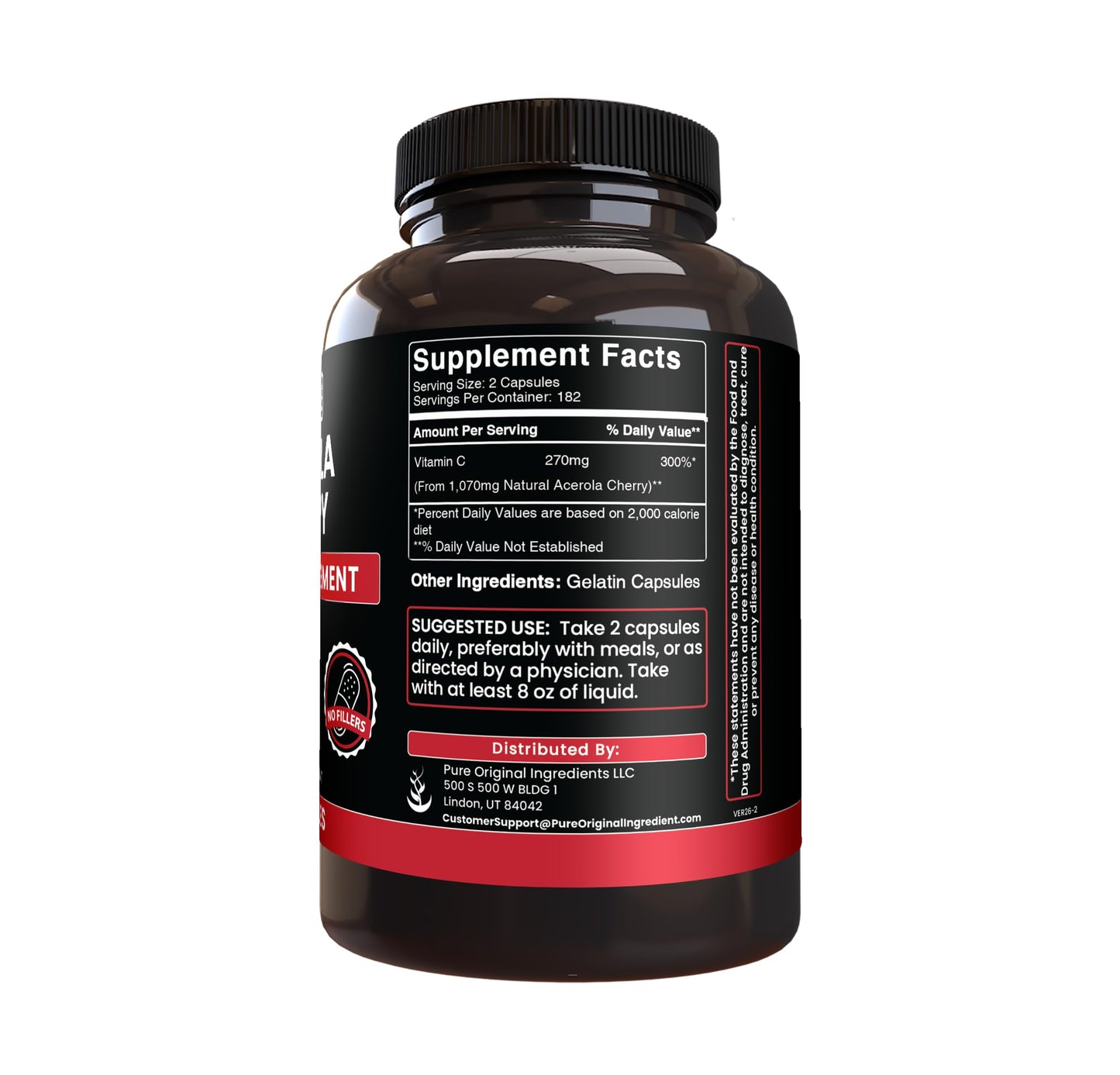 PURE ORIGINAL INGREDIENTS Acerola Cherry Capsules 365