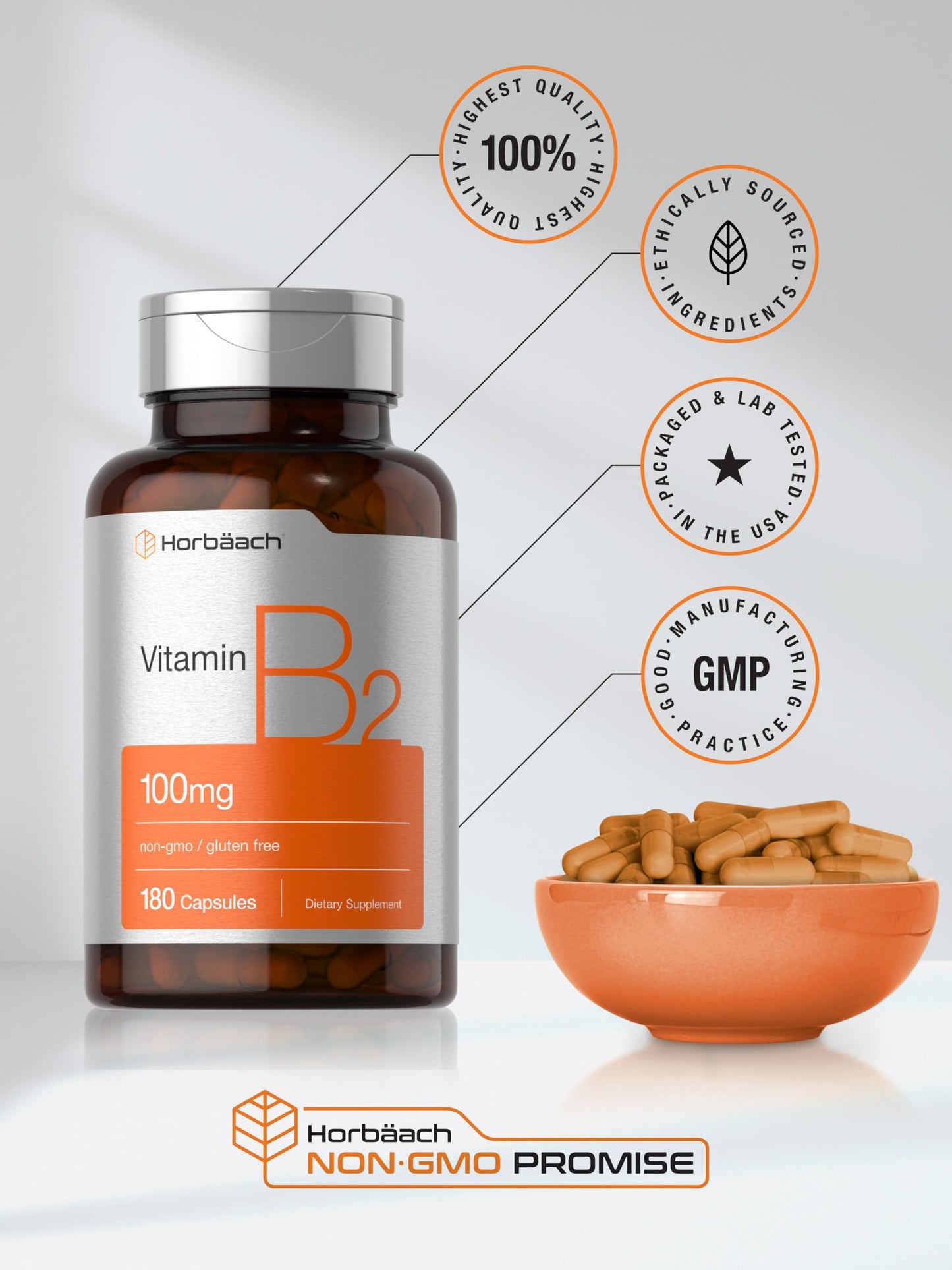 Horbäach Vitamin B2 100mg Tablet 180 Tablets