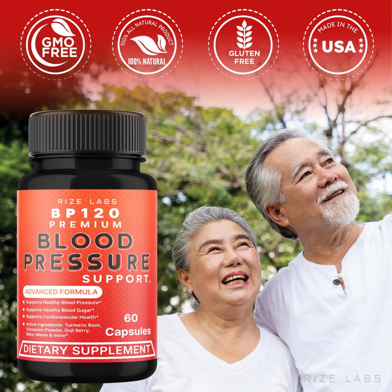 Rize Labs BP120 Premium Dietary Supplement, 60 Capsules