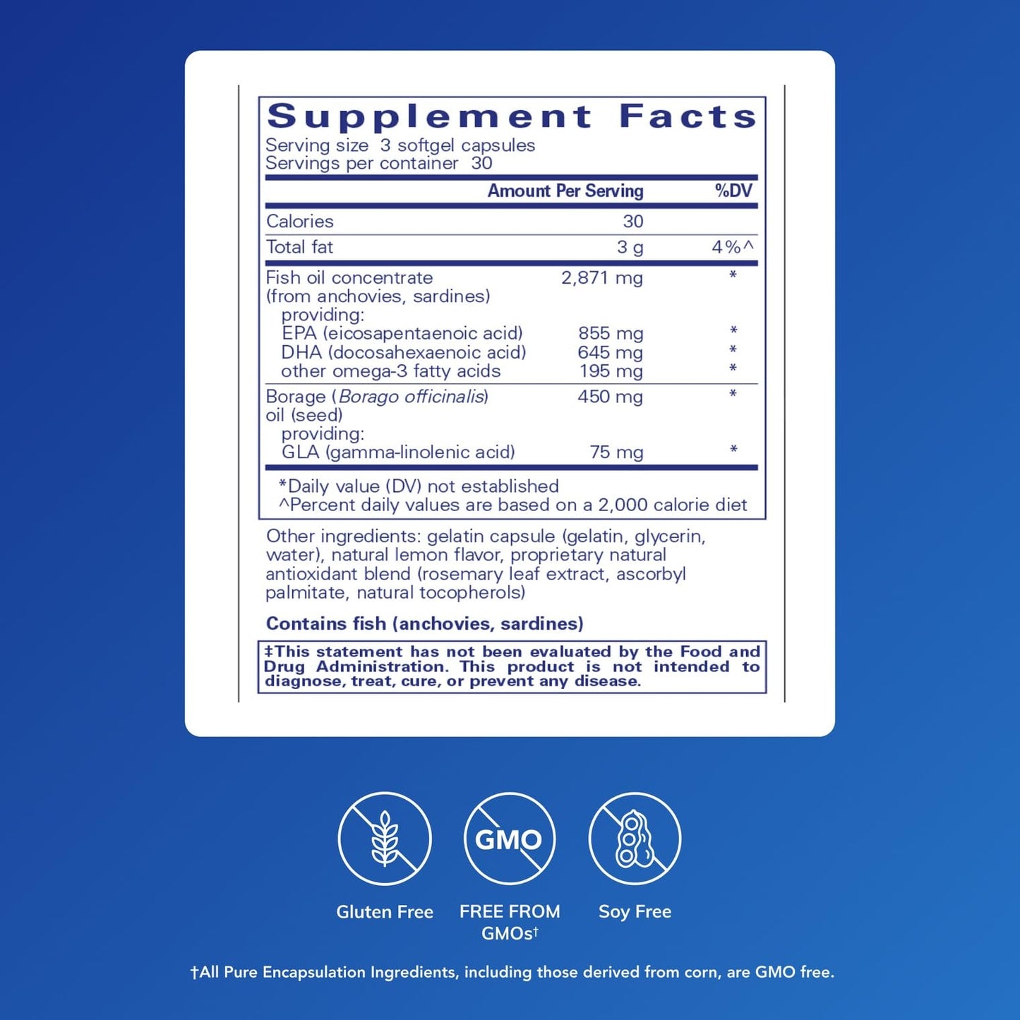 Pure Encapsulations VisionPro EPA/DHA/GLA Softgel Capsules, 90 Capsules