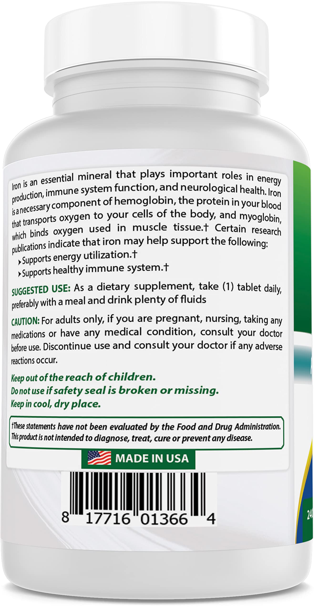 Best Naturals Iron 65 mg & Folic Acid 800 mcg, 240 Capsules