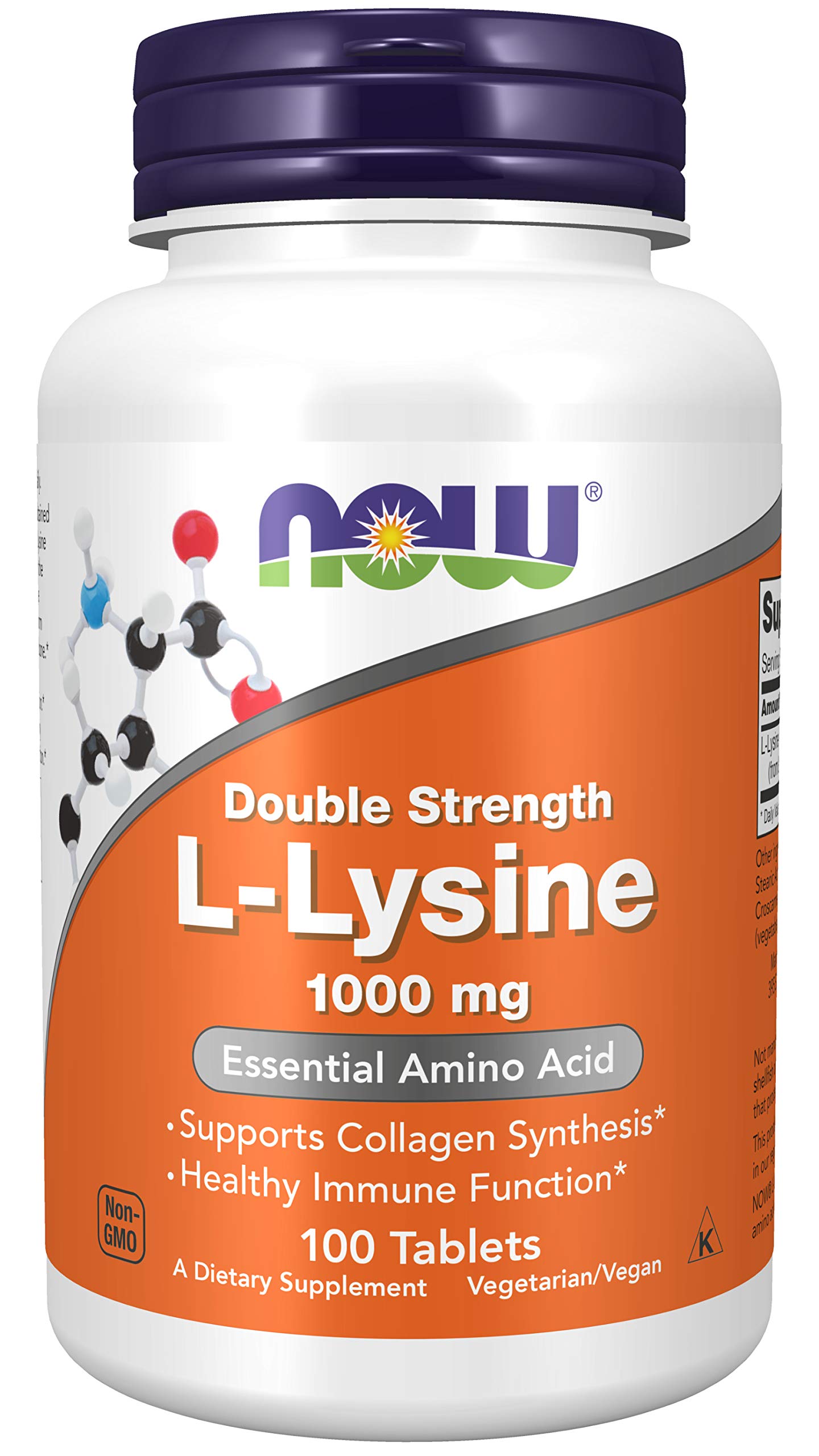 NOW Foods L-Lysine 1000 mg Double Strength Tablets, 300 Tablets