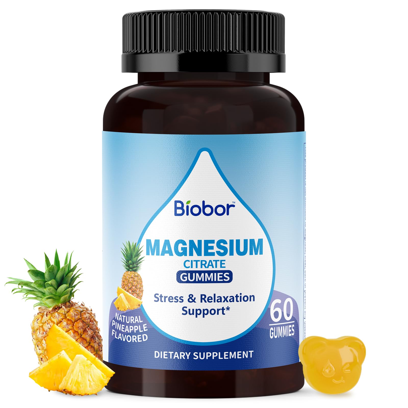 Biobor Potassium Magnesium Citrate Gummies, with Vitamin D3 and B6, Electrolyte Balance & Muscle Support, Stress Relaxation Support, 60 Gummies