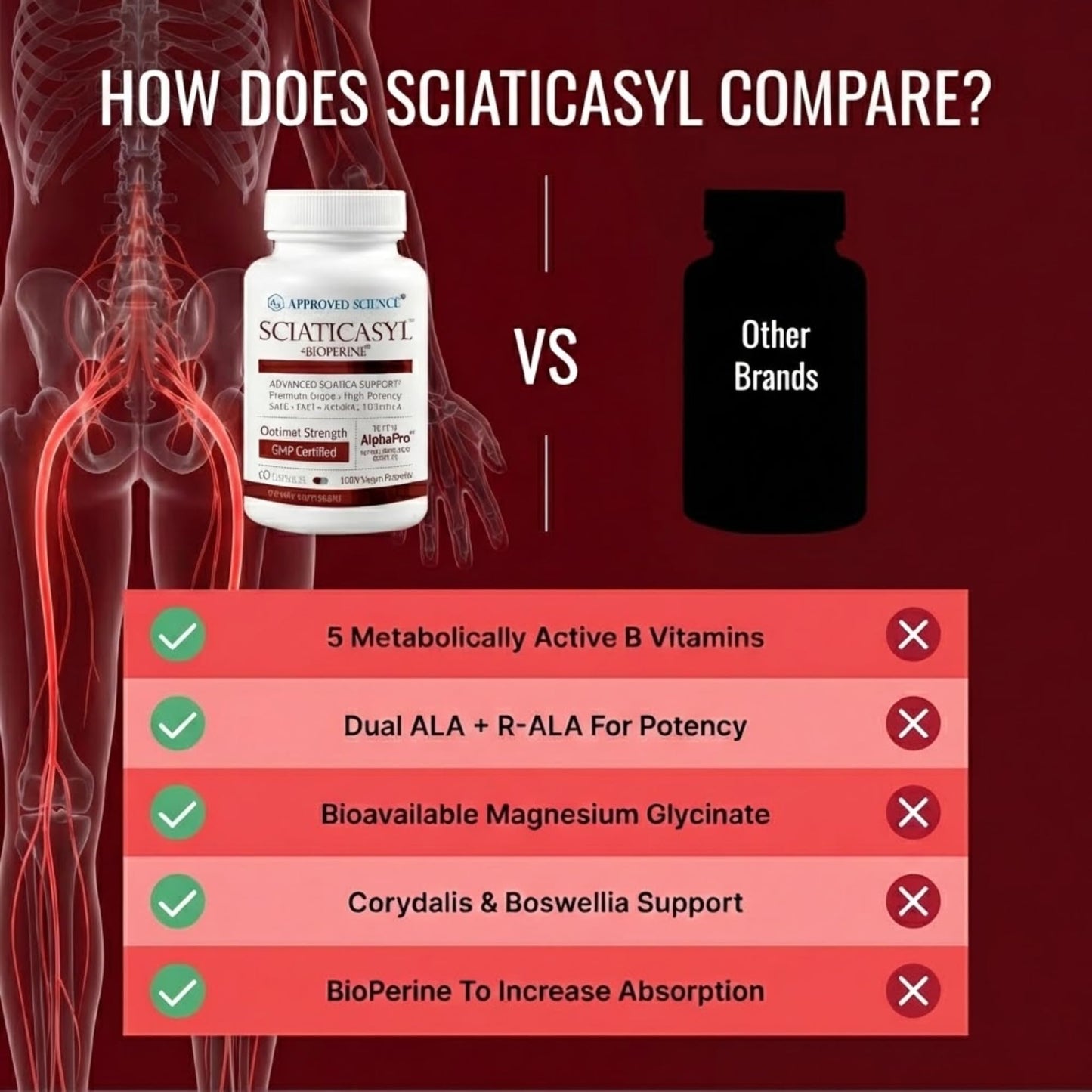 Approved Science Sciaticasyl - Optimal Sciatic Nerve Support 360 Capsules