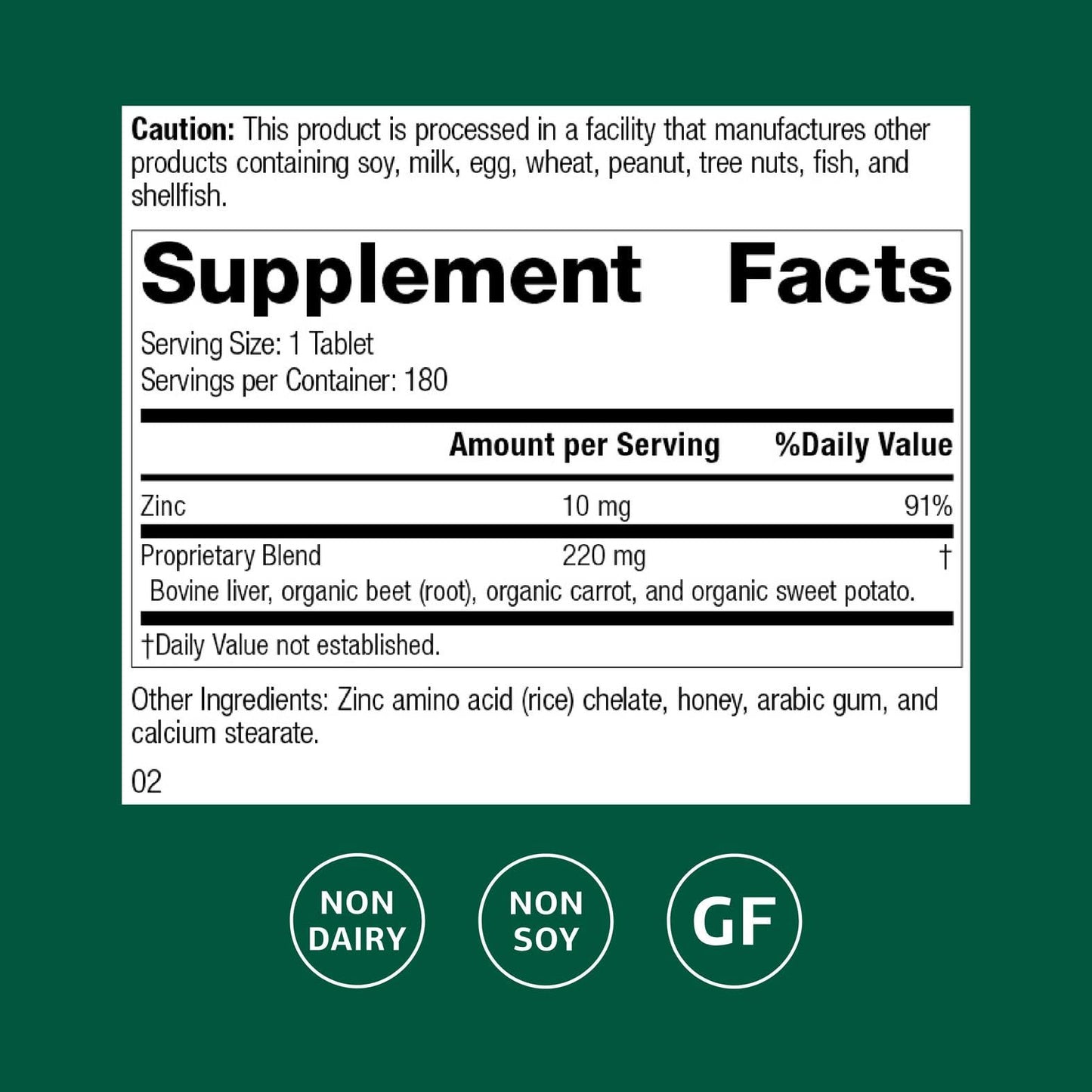 Standard Process Inc. Zinc Chelate, 180 Tablets