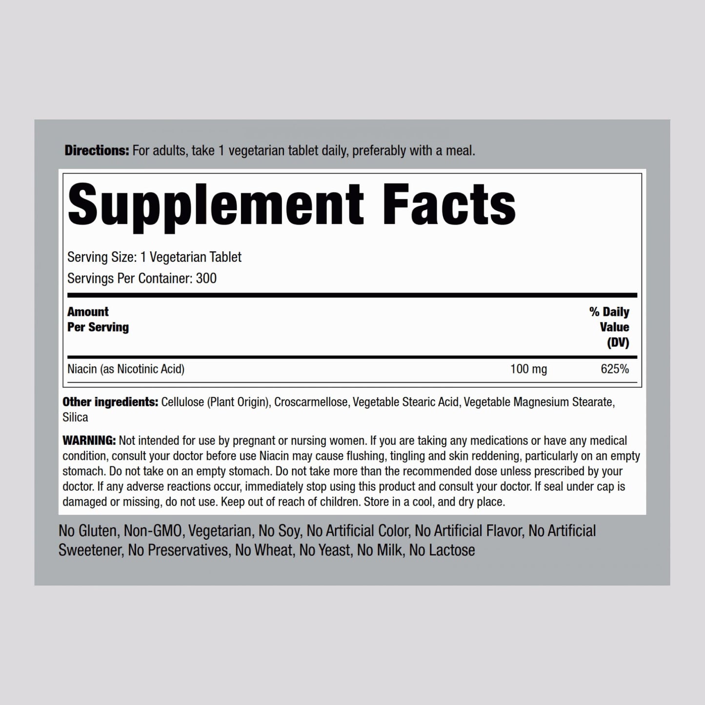 Piping Rock Niacin 100mg Tablet 300 Tablets