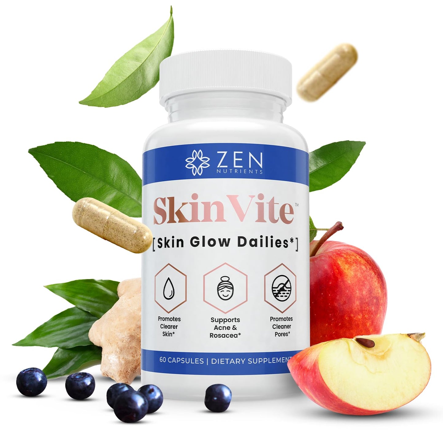 Zen Nutrients SkinVite Natural Skin Supplement Capsule 60 Count