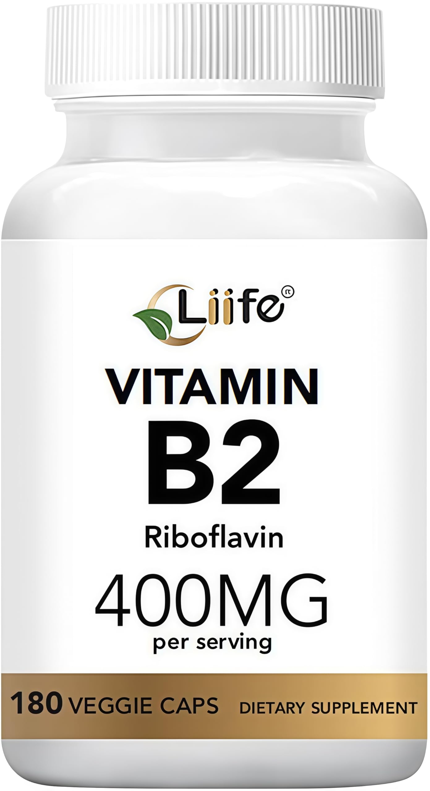 LIIFE High-Dose Vitamin B2 (Riboflavin) 400mg Capsules, 180 Count